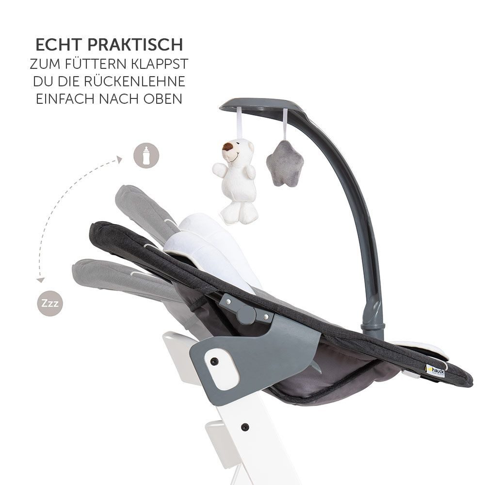 Hauck Hochstuhl Alpha Plus Weiß - Newborn Set Deluxe (Set, 4 St), Holz Babystuhl ab Geburt inkl. Aufsatz für Neugeborene & Sitzauflage