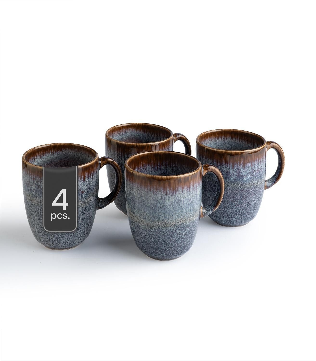 Villeroy & Boch Tasse Kaffeetasse LAVE, 400 ml, Beige, Grau, Steingut, mit Reaktivglasur, Spülmaschinenfest