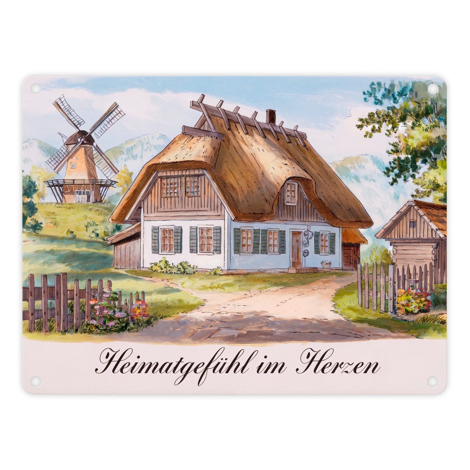 speecheese Metallschild Ländliche Romantik Metallschild in 15x20 cm Heimatgefühl im Herzen