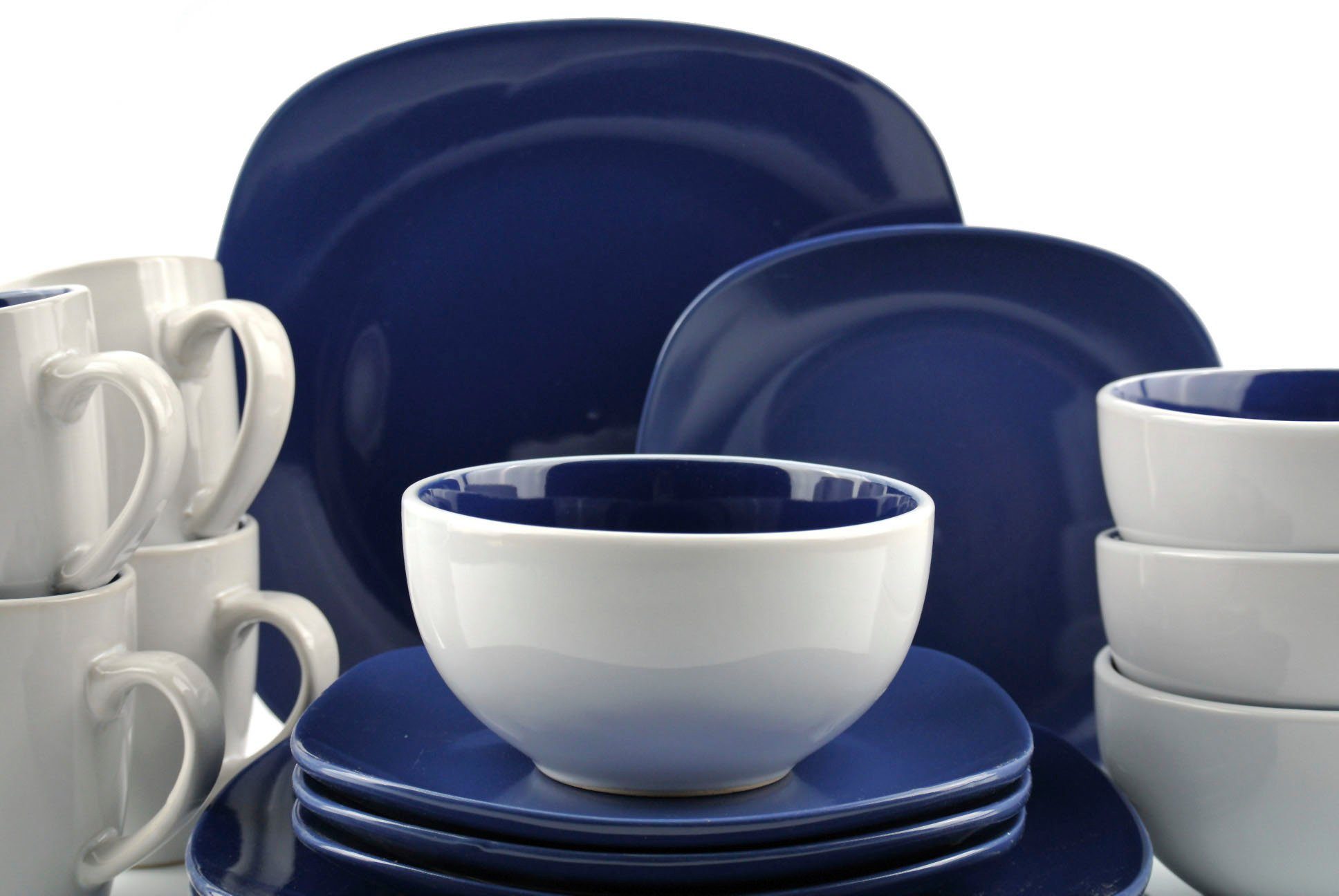 Retsch Arzberg Kombiservice Geschirr-Set, Service NOVA SQUARE (16-tlg), 4 Personen, Steinzeug, Bicolor-Look, 16 Teile, für 4 Personen