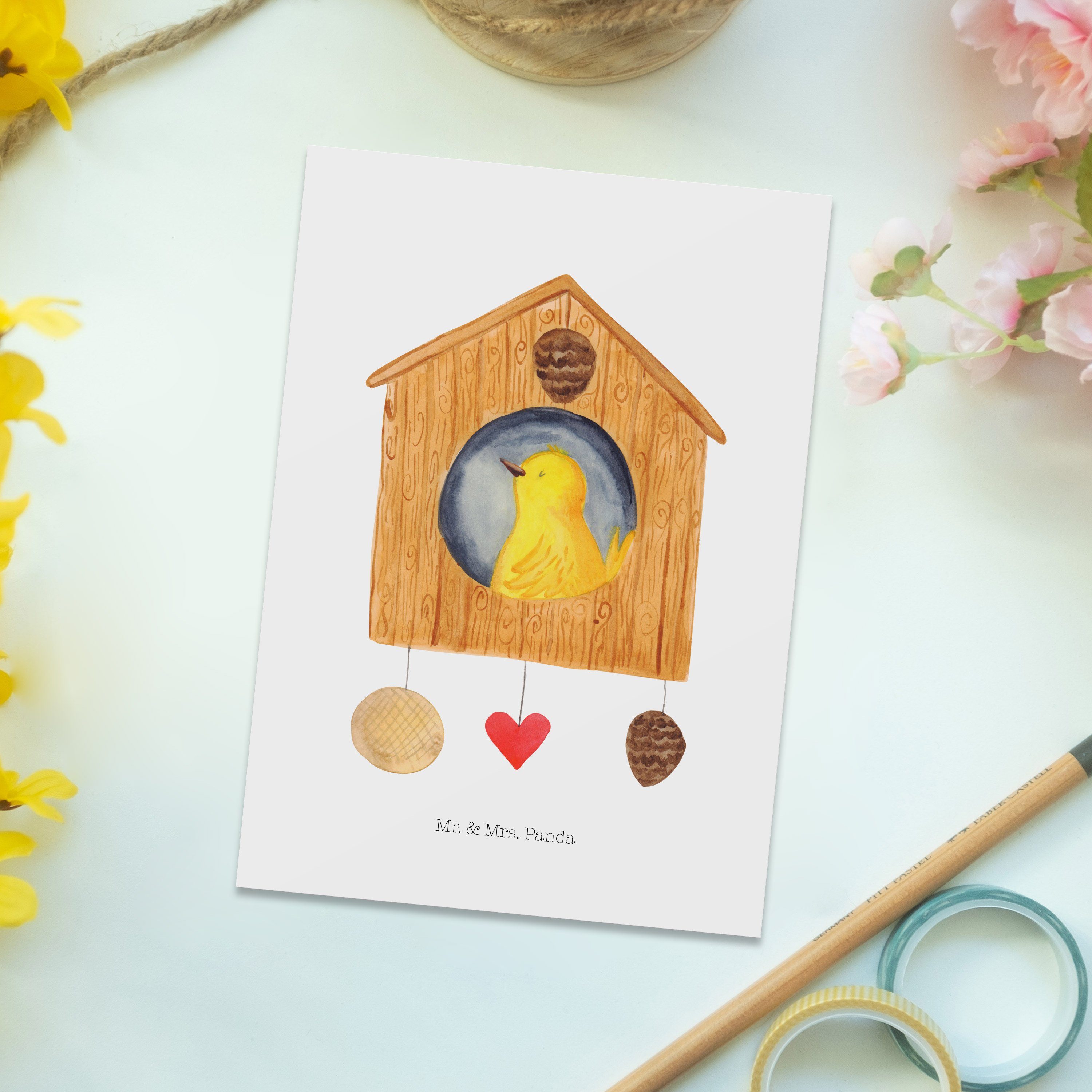Mr. & Mrs. Panda Postkarte lu Laune, - sweet Geschenkkarte, Weiß Home Vogelhaus Gute Geschenk, 