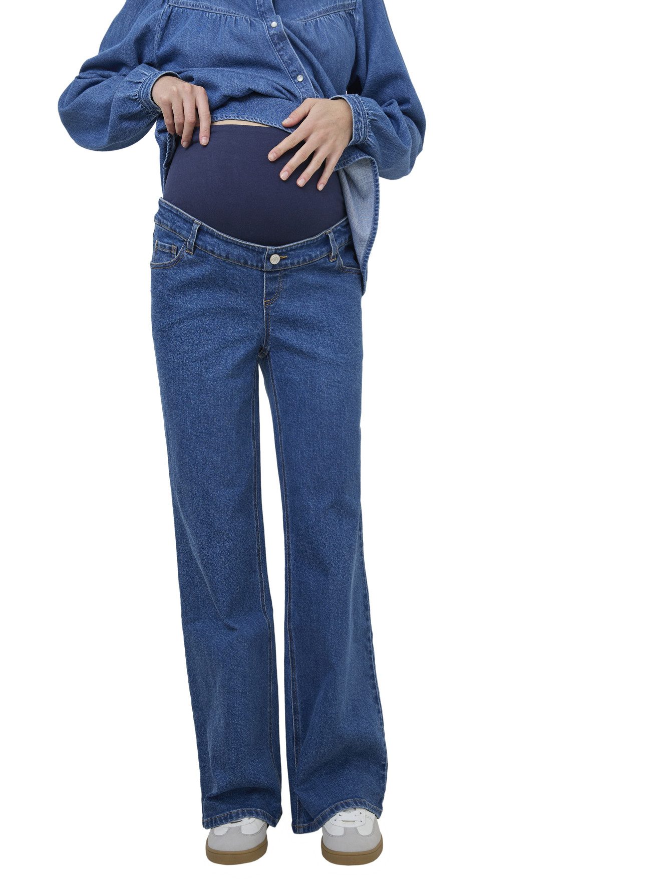 vertbaudet Umstandsjeans Weite Umstands-Jeans Bundweite verstellbar