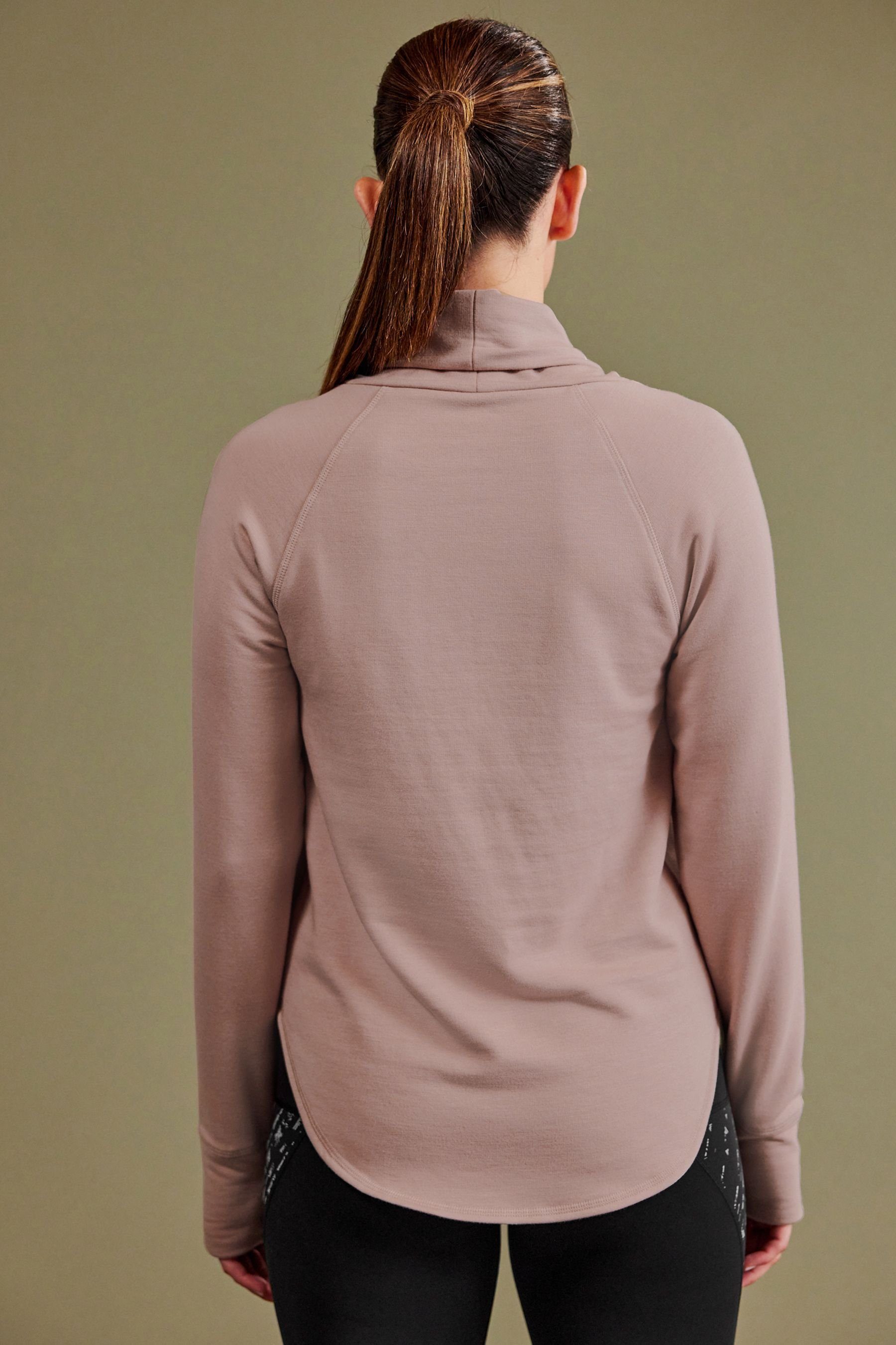 Pink (1-tlg) Sweatshirt Next Blush Langarmtop Wasserfallausschnitt mit Weiches