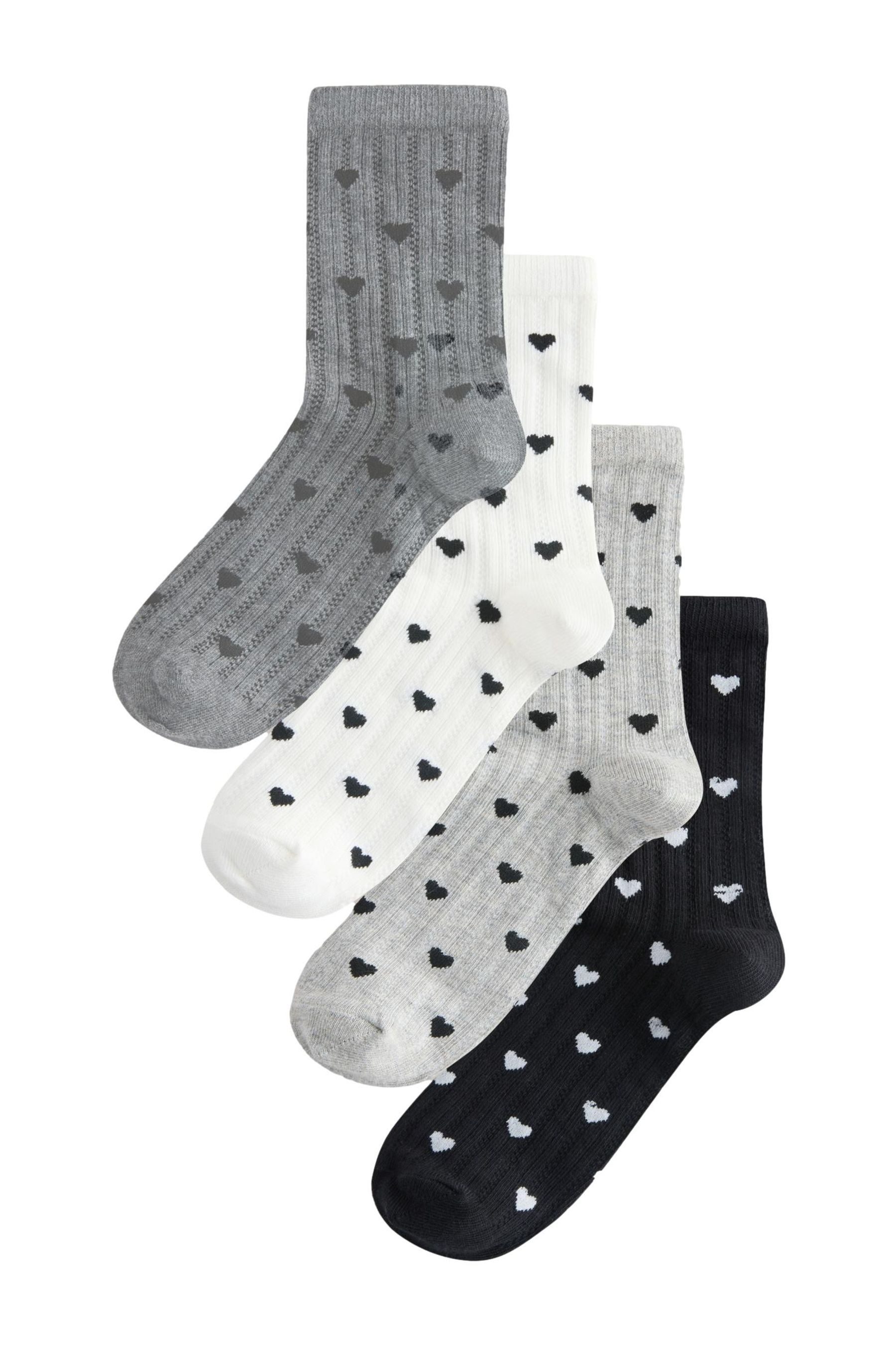 Kurzsocken 4er-Pack Söckchen mit strukturiertem Herzmuster