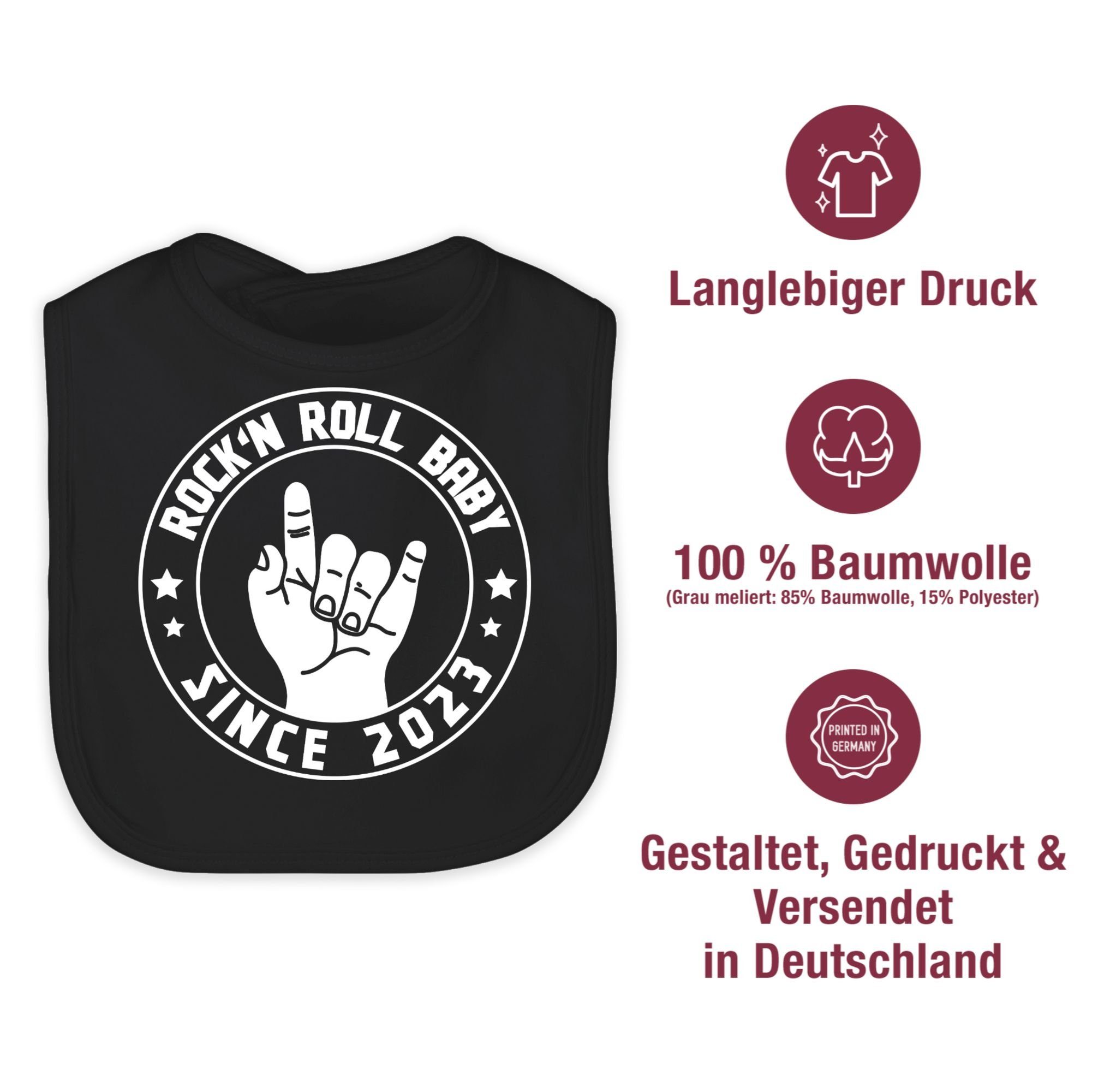 Lätzchen since Baby 2023, Roll Sprüche Rock'n Shirtracer Schwarz 1 Baby