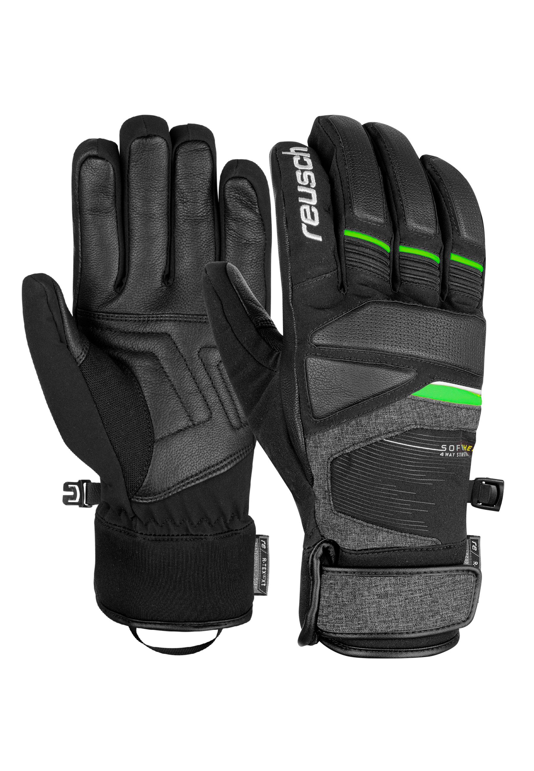 Reusch Skihandschuhe Storm R-TEX XT echte met leer grün-schwarz