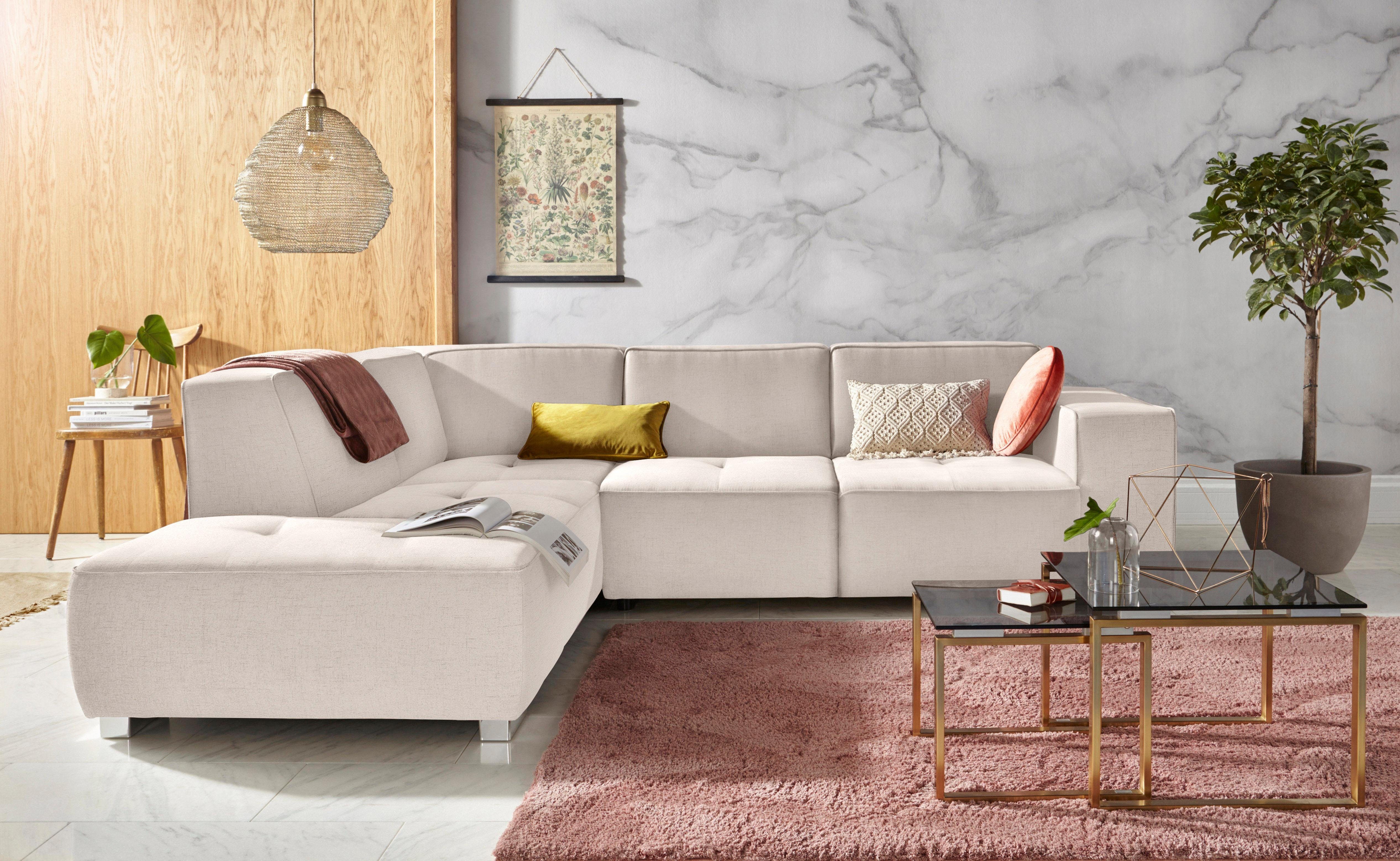 INOSIGN Ecksofa "Sapporo L-Form" wahlweise Bettfunktion oder Sitztiefenvers günstig online kaufen