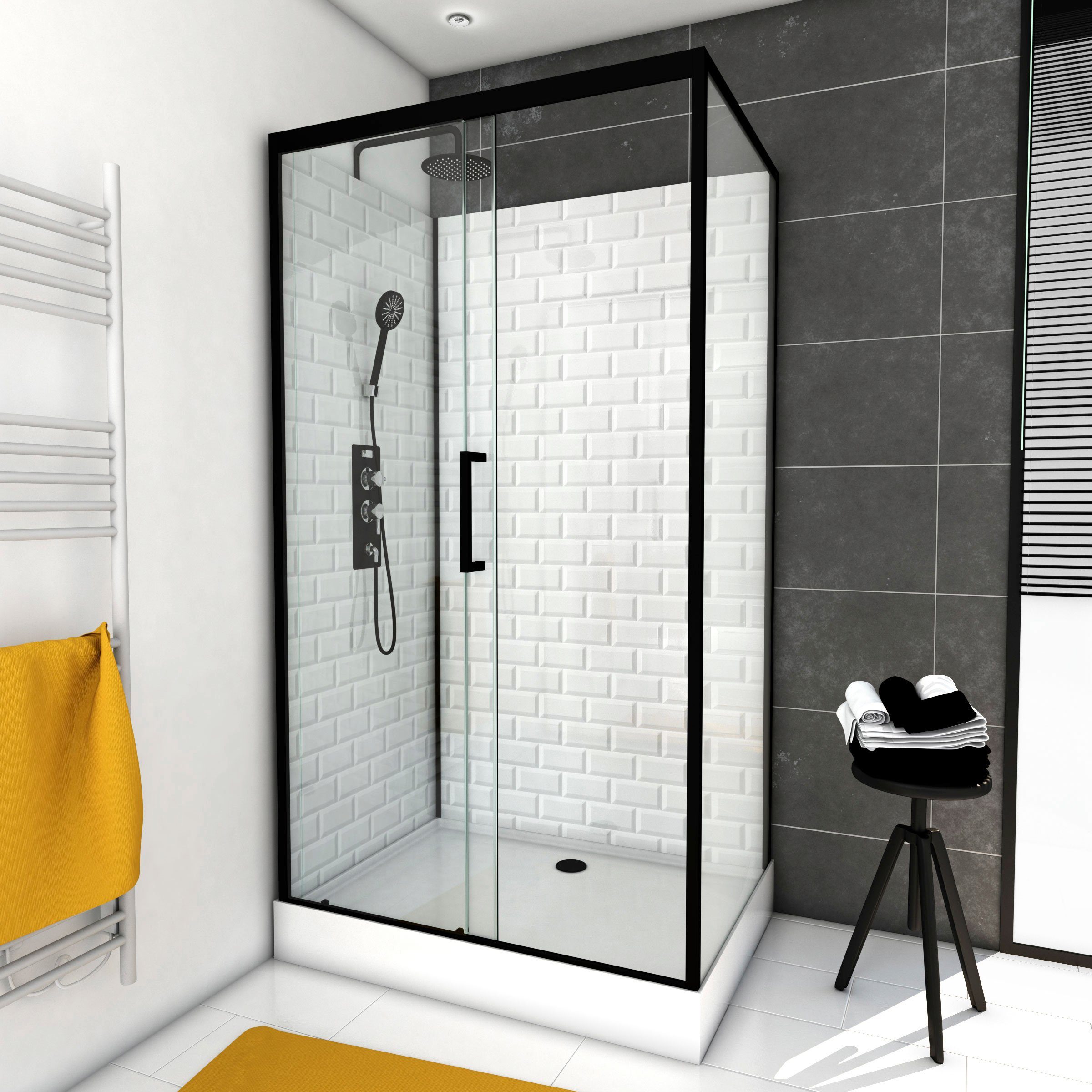 Marwell Komplettdusche White Stone, BxT: 110x80 cm, Einscheibensicherheitsglas, inkl. Armaturen