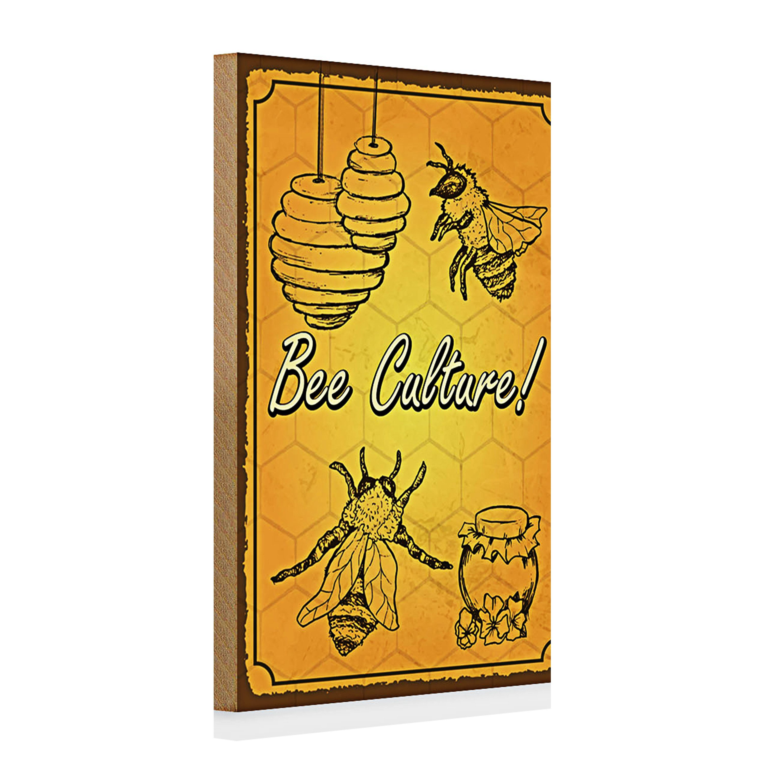 Roomando Holzbild Holzschild Spruch 20x30cm Bee culture Biene Honig Imkerei