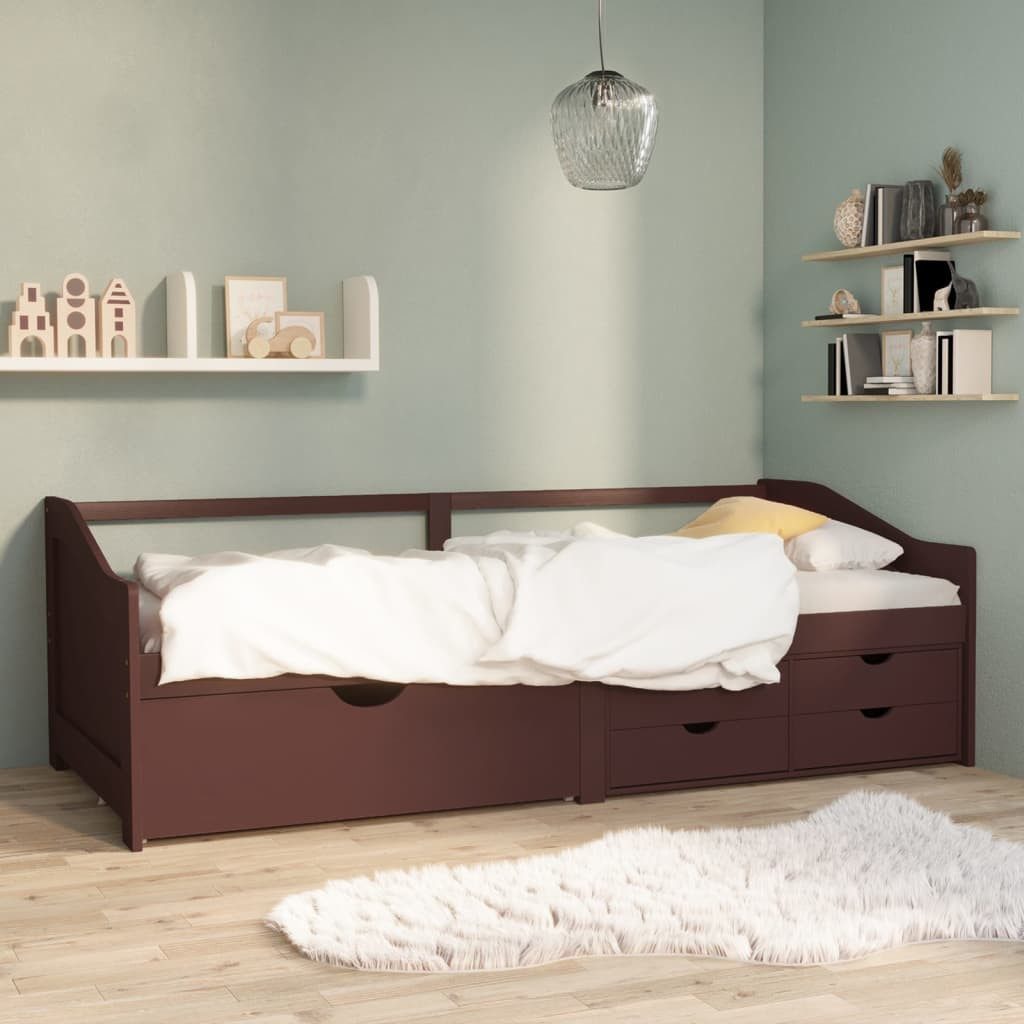 vidaXL Gästebett Tagesbett Gästebett 3-Sitzer Schubladen Dunkelbraun Kiefer günstig online kaufen