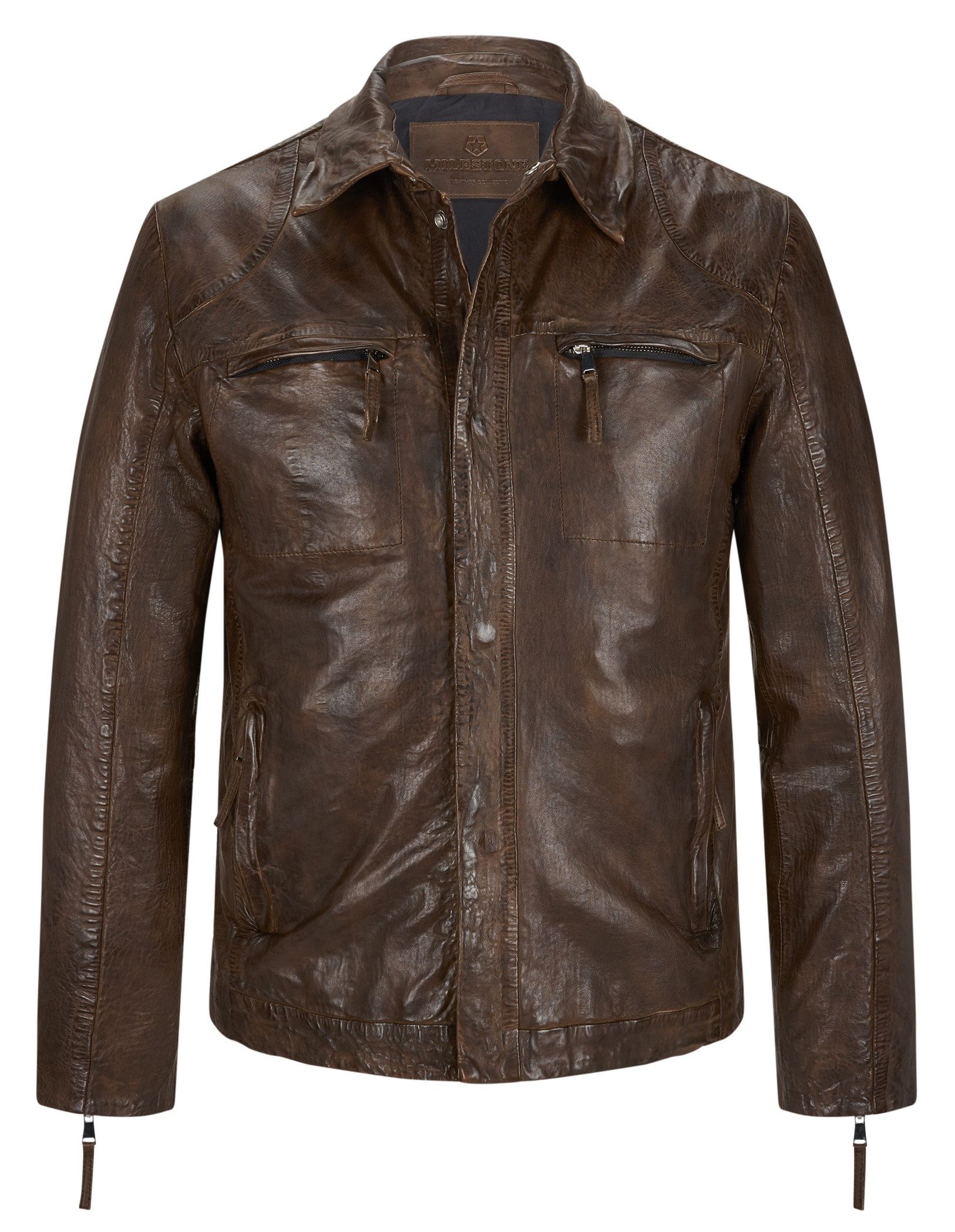 Milestone Lederjacke MSStefano aus geschmeidigem Lammleder im Vintage/Retro Look