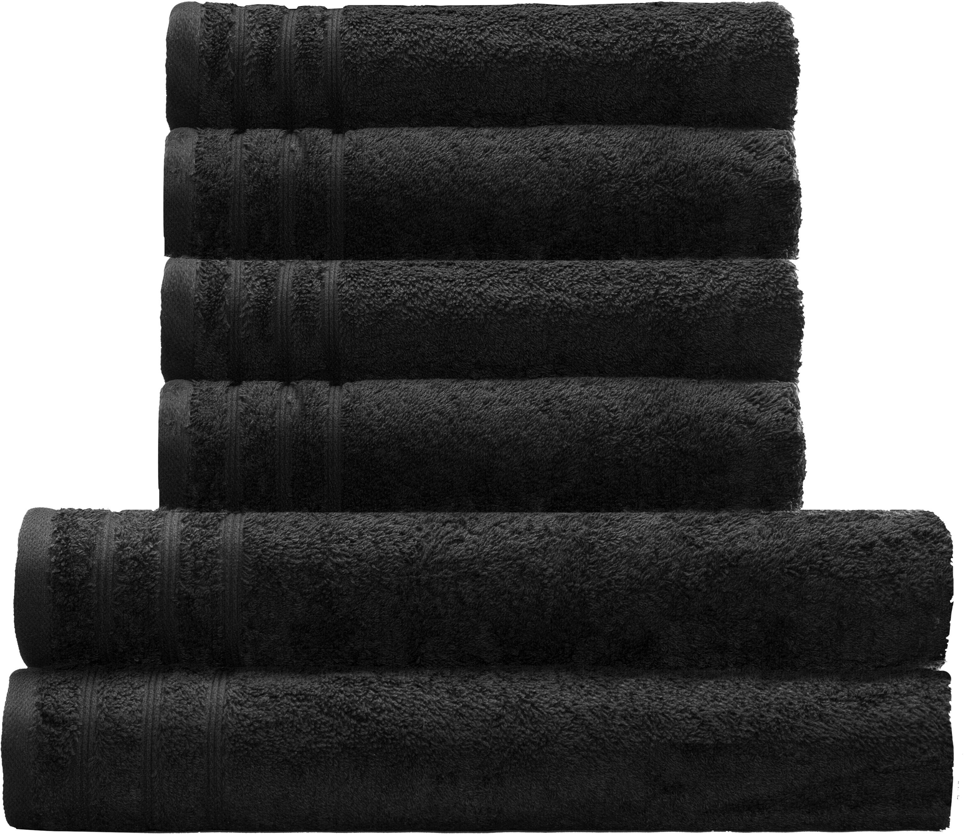 Kleine Wolke Handtuch Set Royal, 6 Stück (4 Handtücher 50/100 cm + 2 Duschtücher 70/140 cm), Frottier (Set, 6-St), Uni Farben, mit Bordüre, weich, in verschiedenen Sets erhältlich