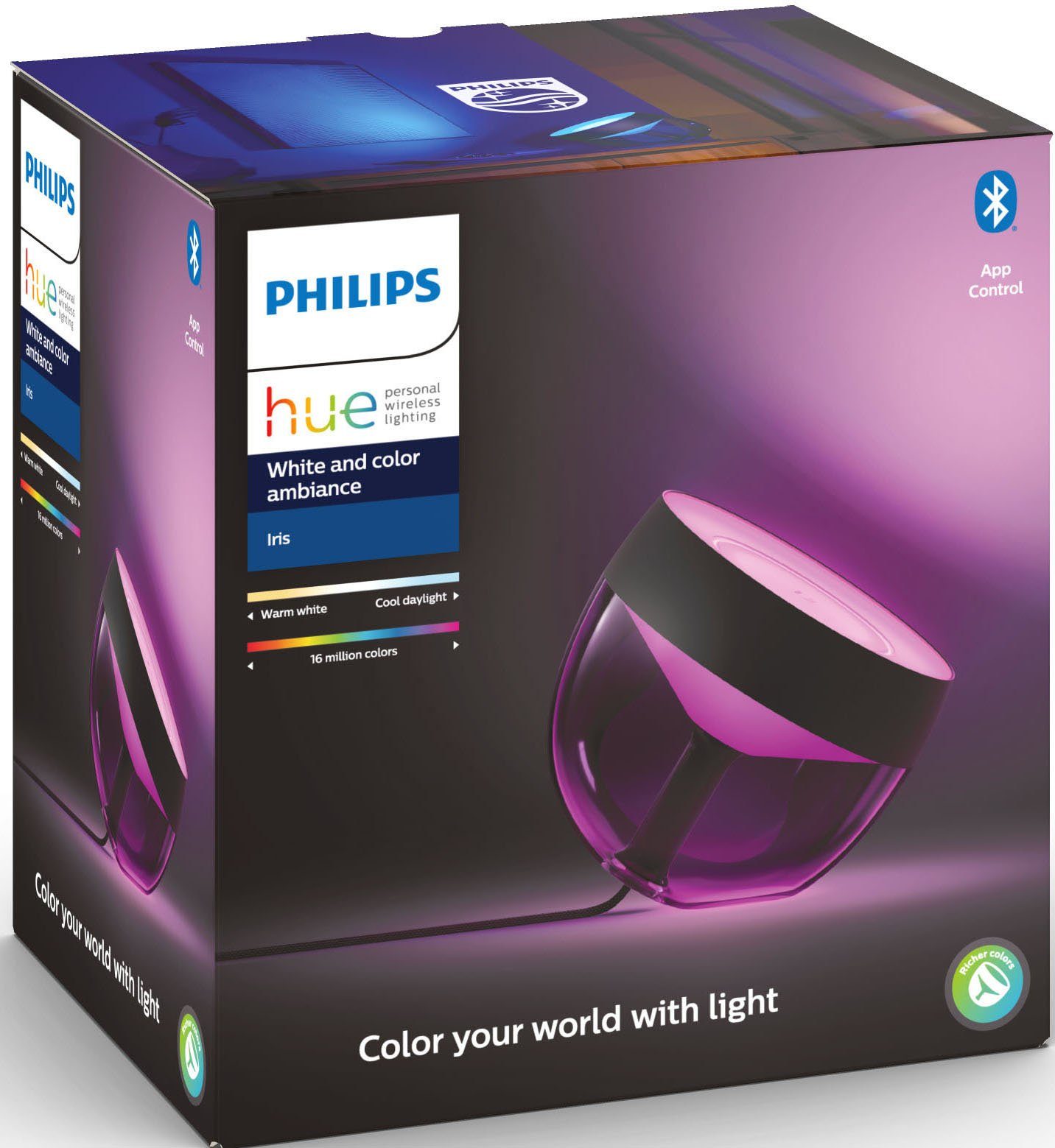 Hue Farbwechsler, LED Steuerung & Hue fest Play-Lampe, Tischleuchte Philips Bridge Sprache, Plug LED Iris, App mit oder integriert,