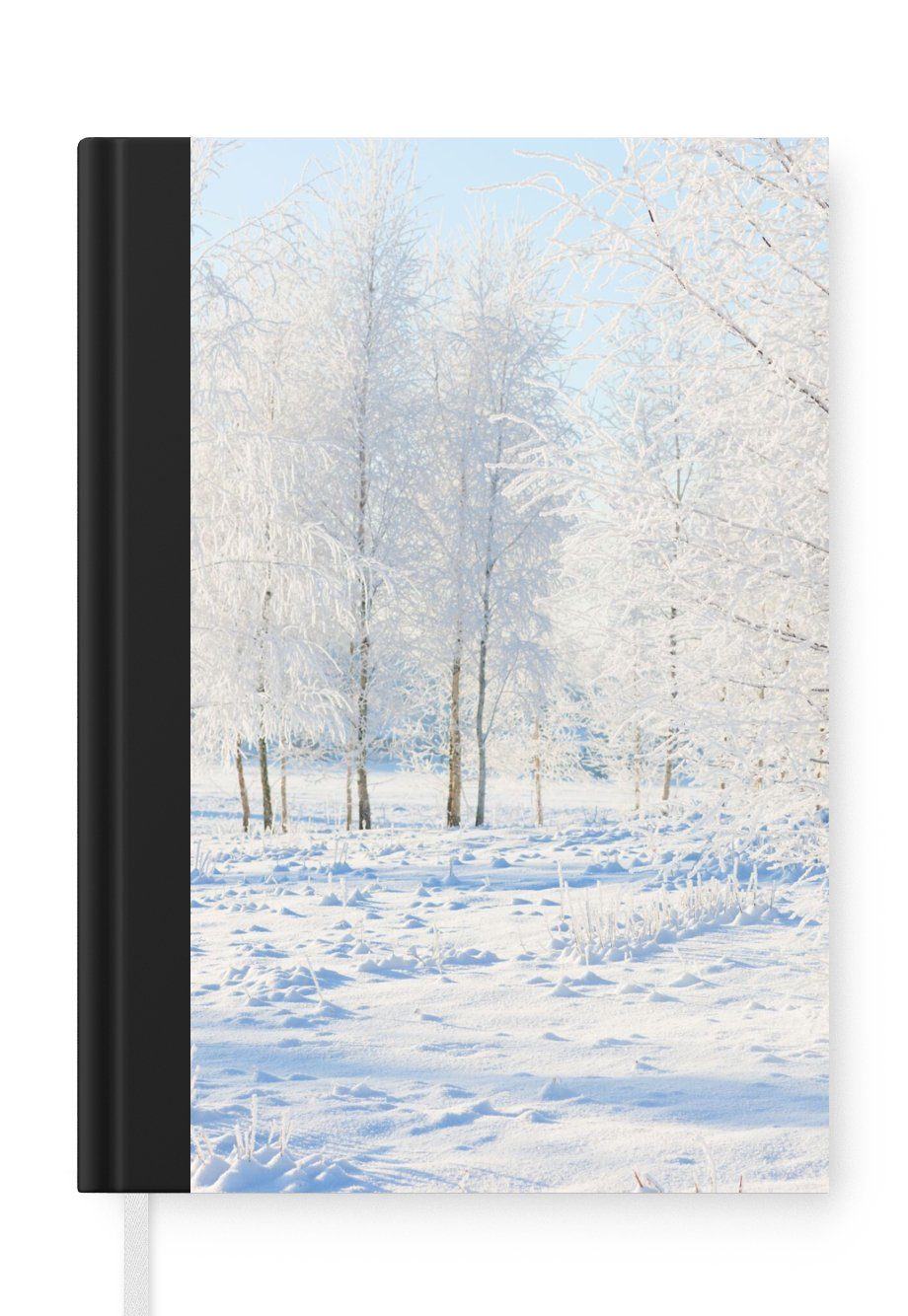 MuchoWow Notizbuch Schnee - Bäume - Winter, Journal, Merkzettel, Tagebuch, Notizheft, A5, 98 Seiten, Haushaltsbuch