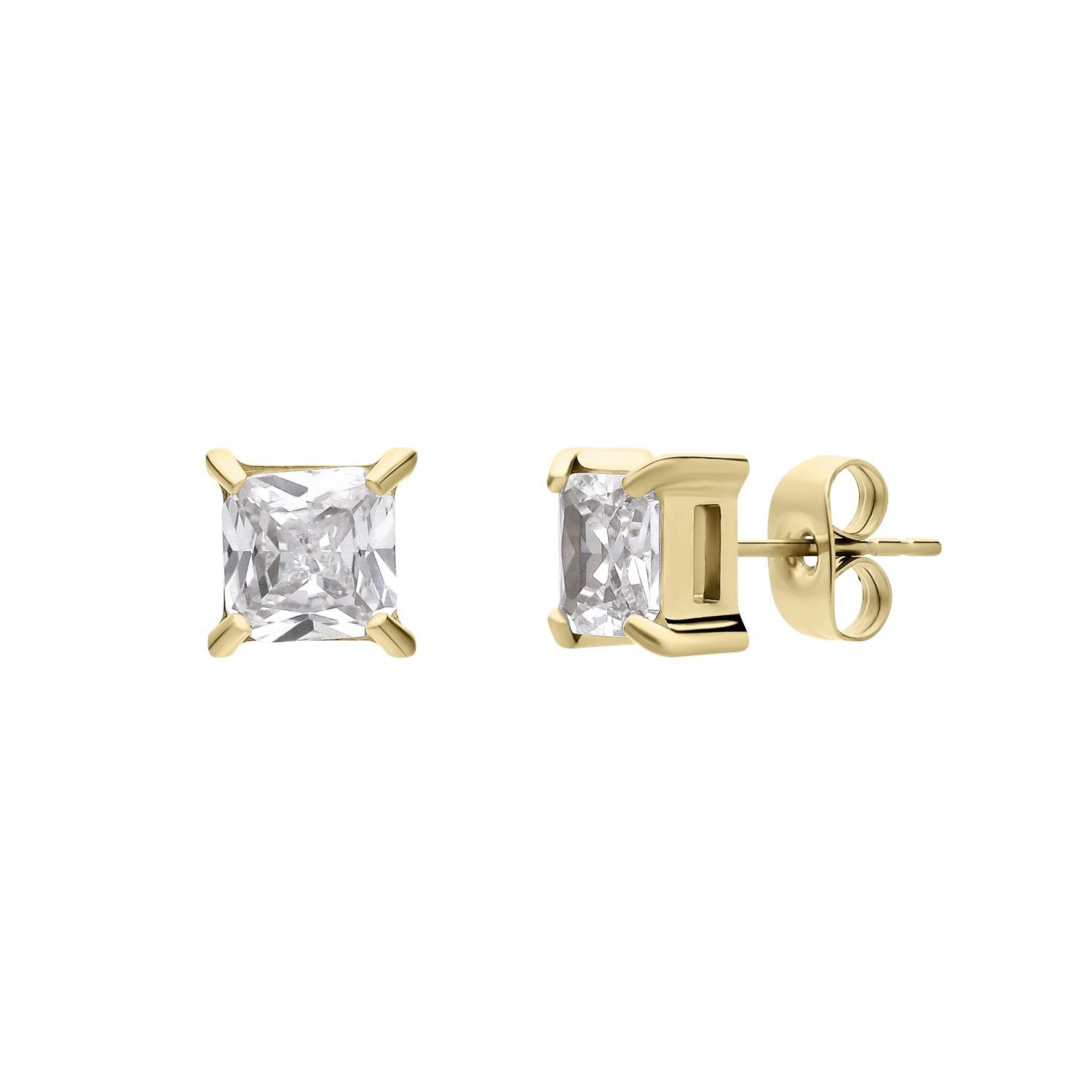 LUCARDI Paar Ohrstecker Ohrring - Stahl - Gold - Zirkonia - Herren
