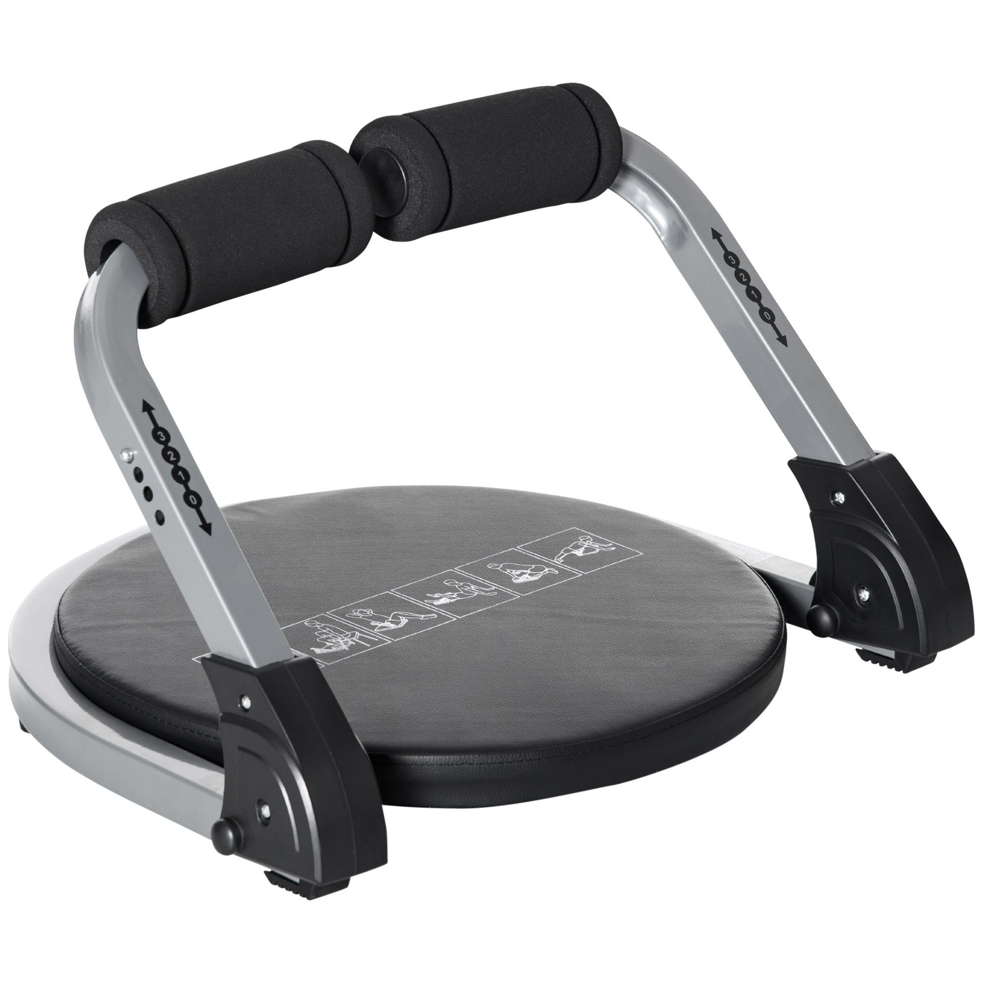 HOMCOM Bauchtrainer klappbarer Multitrainer mit Kissen (Trainingsgerät, 1-St., Bauchtraining), Stahl, Schwarz 55 x 42 x 11-32 cm