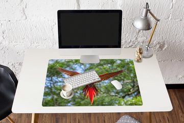 MuchoWow Gaming Mauspad Fliegender Ara Fotodruck (1-St), Büro für Tastatur und Maus, Mousepad Gaming, 90x60 cm, XXL, Großes