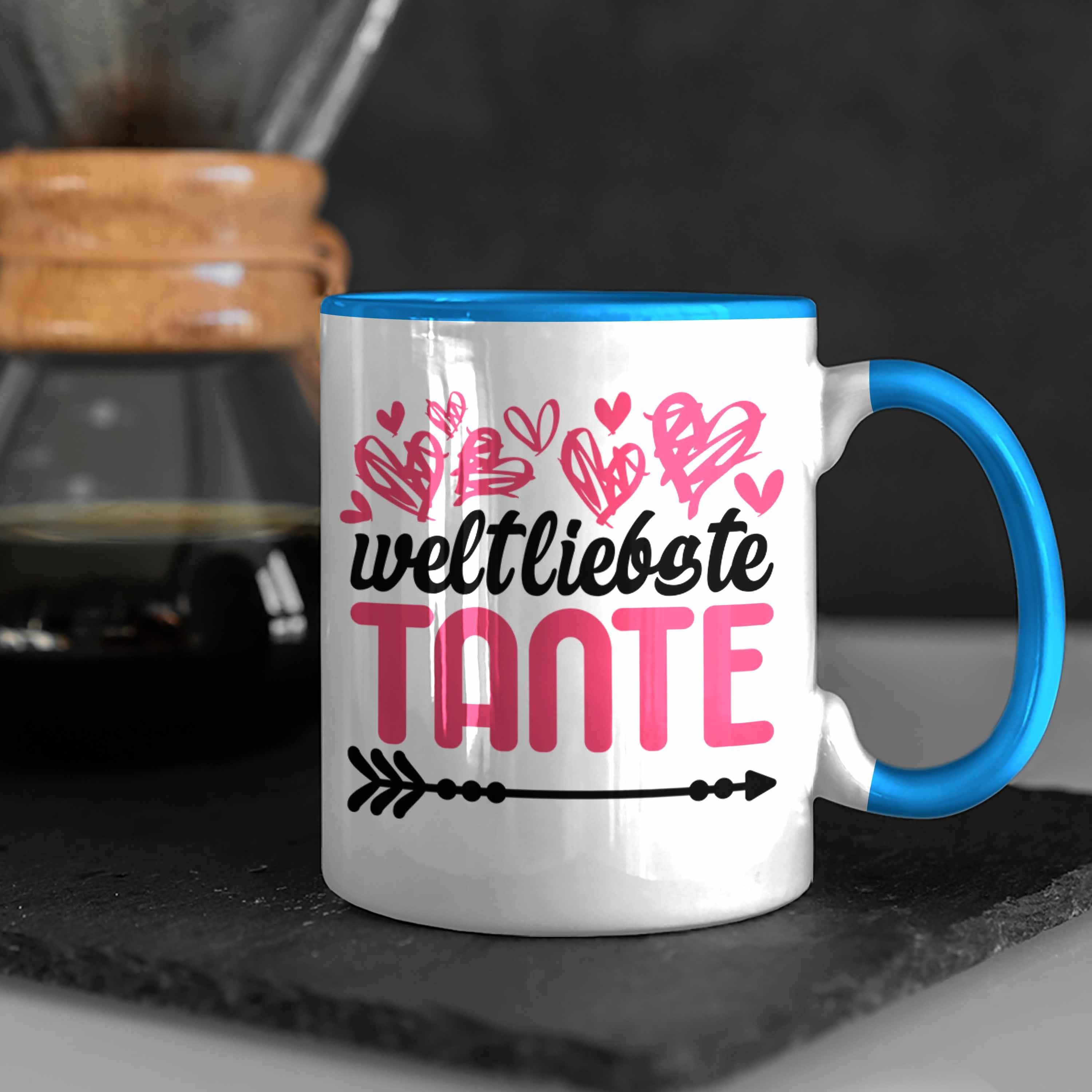 Tante für Tante mit Weltliebste der Beste Geschenk Welt Trendation Spruch Tasse Trendation Blau Kaffeetasse Tasse -