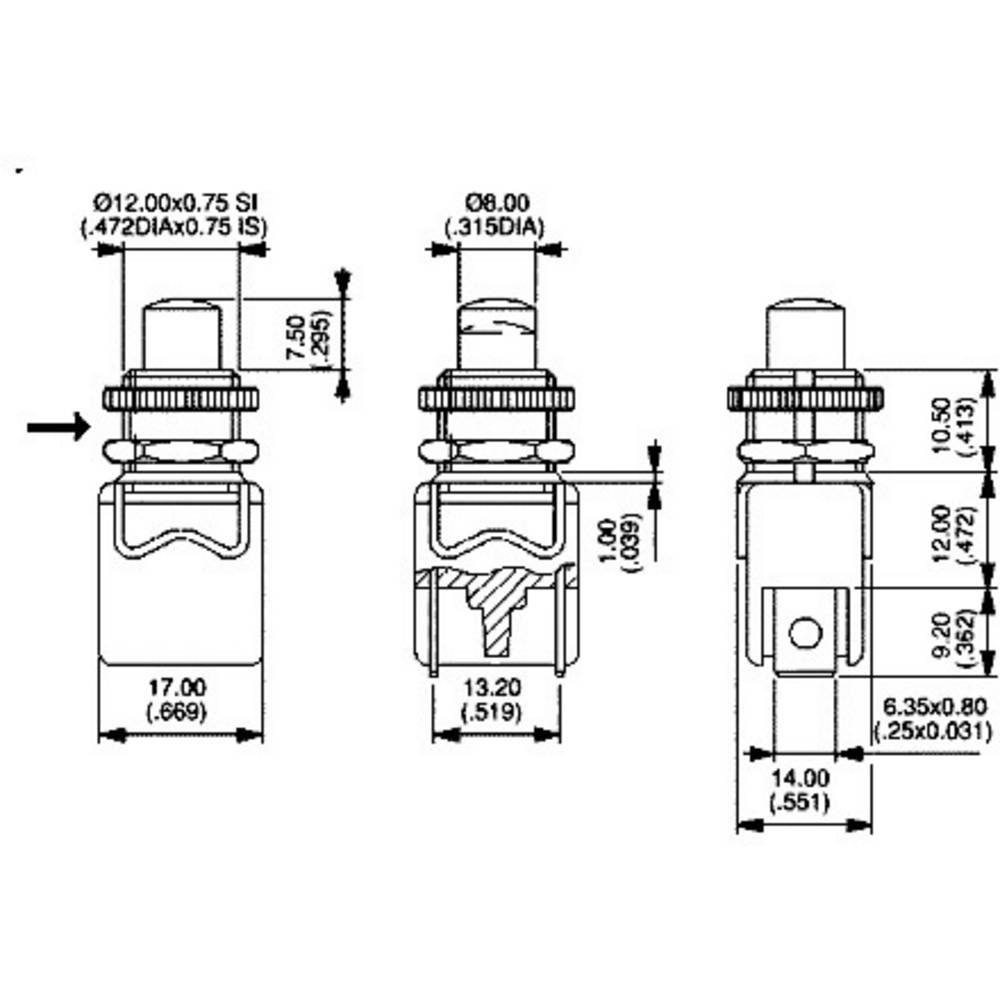 Schalter A V/AC - Betätiger Runder Druckknopf, APEM erhaben 4 250 Drucktaster