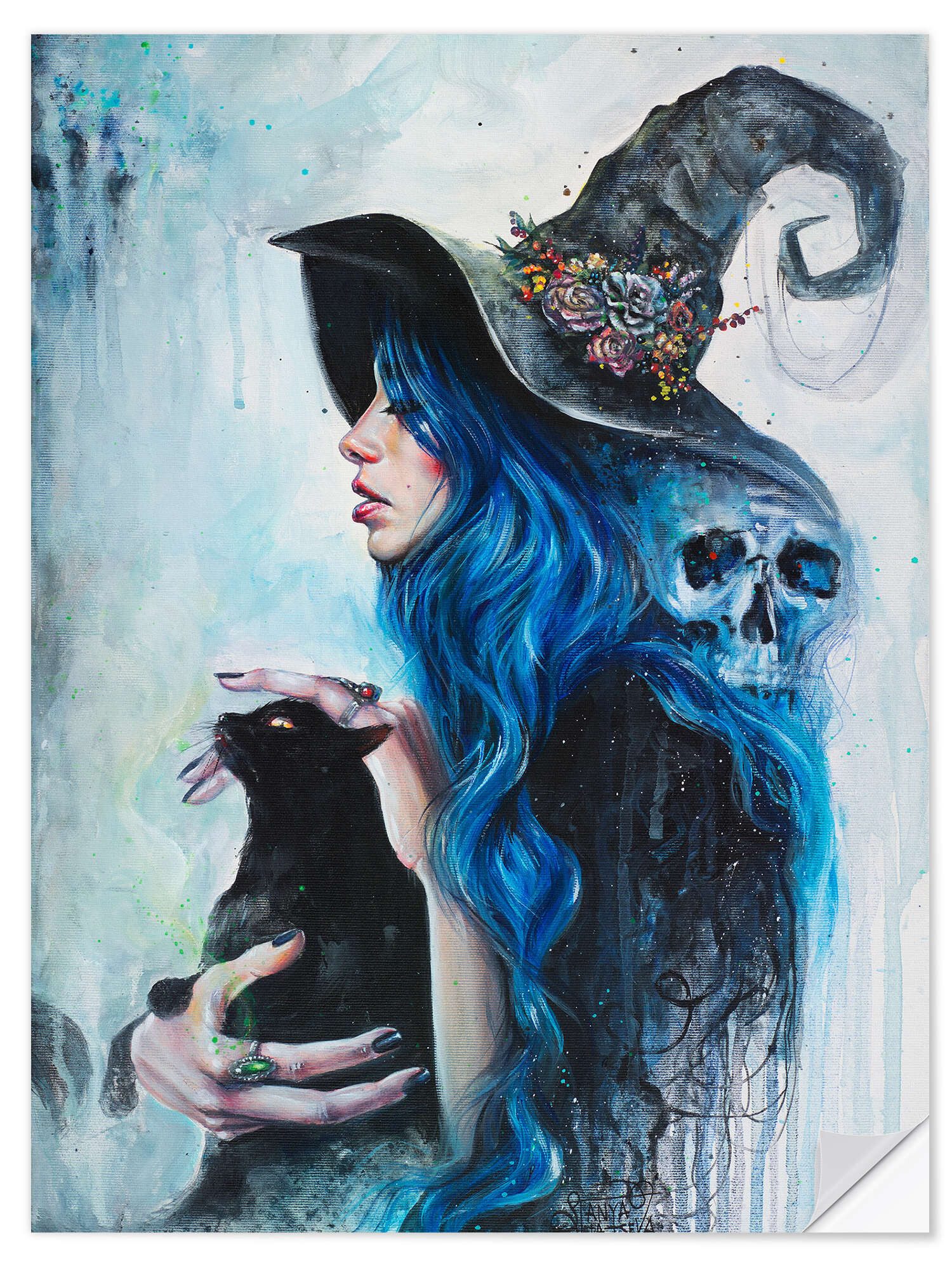 Posterlounge Wandbild Blaue Hexe, Eva Gamayun, erhältlich als Poster, Leinwandbild, Wandsticker oder Acrylglasbild