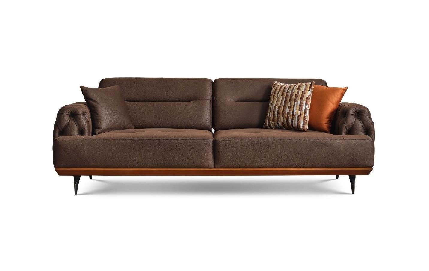 Stoffsofa Sitz Made Couch 1 Sofa 3 JVmoebel Teile, Modern, Braun Europa Dreisitzer Stoff Sofa Polstersofa in