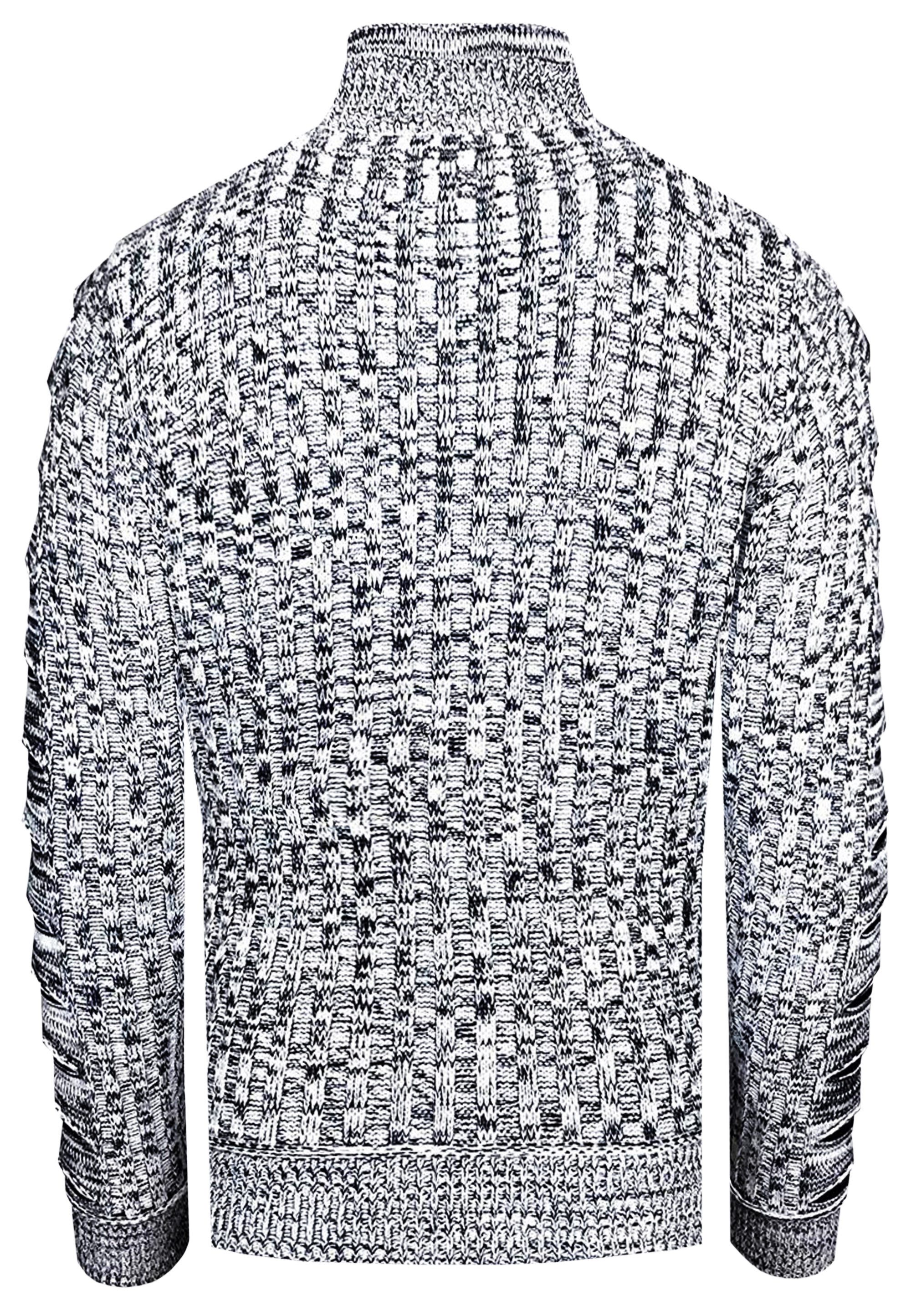 R-NEAL Stehkragenpullover Stehkragen Grob Strick Pullover mit Zipper und Lo günstig online kaufen