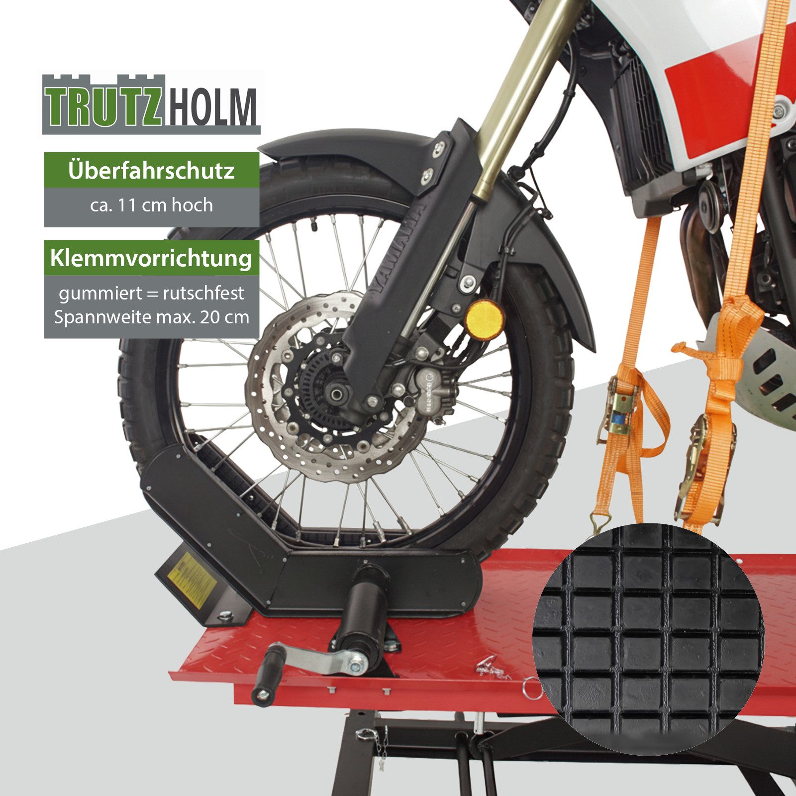 TRUTZHOLM Hydraulikheber Motorradhebebühne hydraulisch 560 kg Breite 60 cm Scherenheber rot, (Artikel, 1 St), Stufenloses Heben, kompakt verstaubar