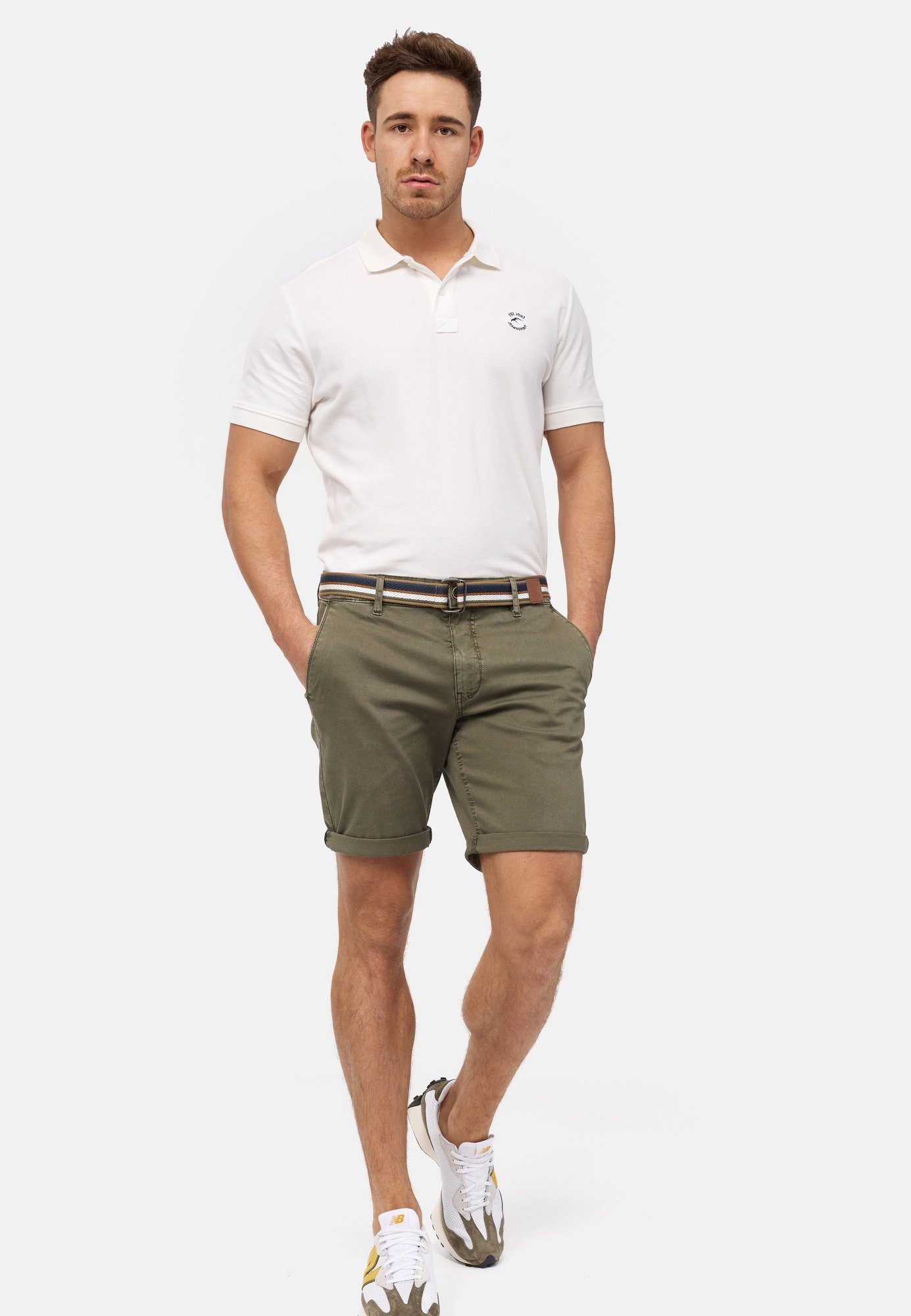 Indicode Chinoshorts Herren INCunning Chino Shorts Herrenshorts aus elastischer Baumwoll-Qualität, inkl. Gürtel