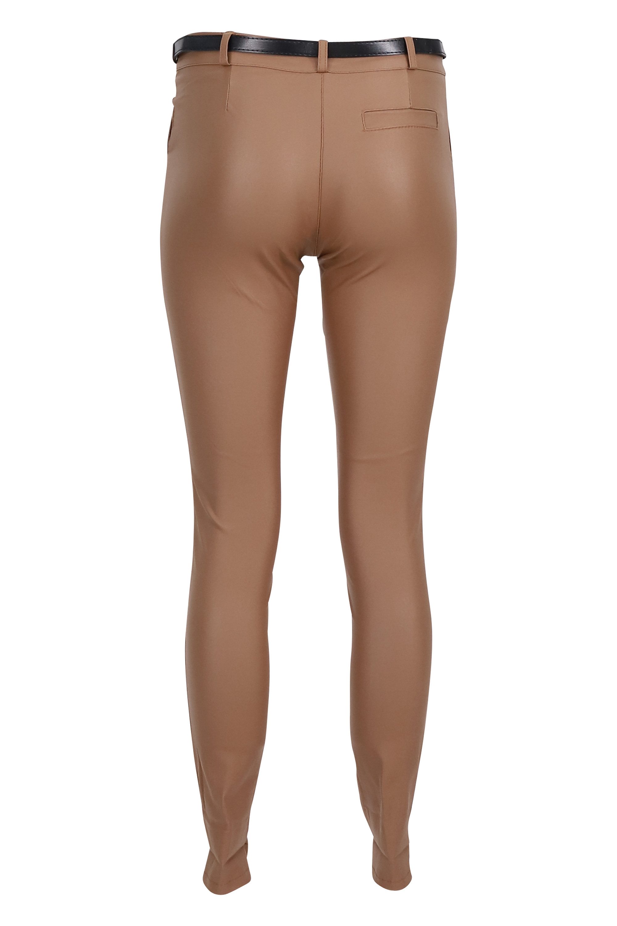 malito more than fashion Chinohose 1031 unifarbene stretch Basic Hose in Lederoptik