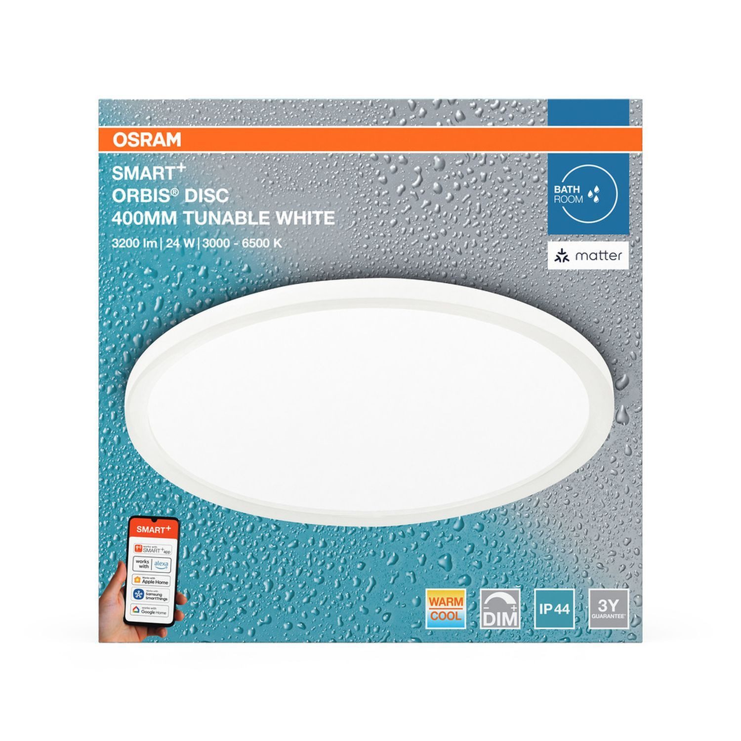Licht-Erlebnisse Deckenleuchte DARESOL, LED fest integriert, LED eckig 3000-6500 K 1900 lm Modern