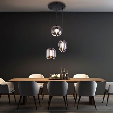 etc-shop LED Pendelleuchte, Leuchtmittel inklusive, Warmweiß, Decken Pendel Leuchte Wohn Zimmer RETRO Filament Glas Lampe rauch im