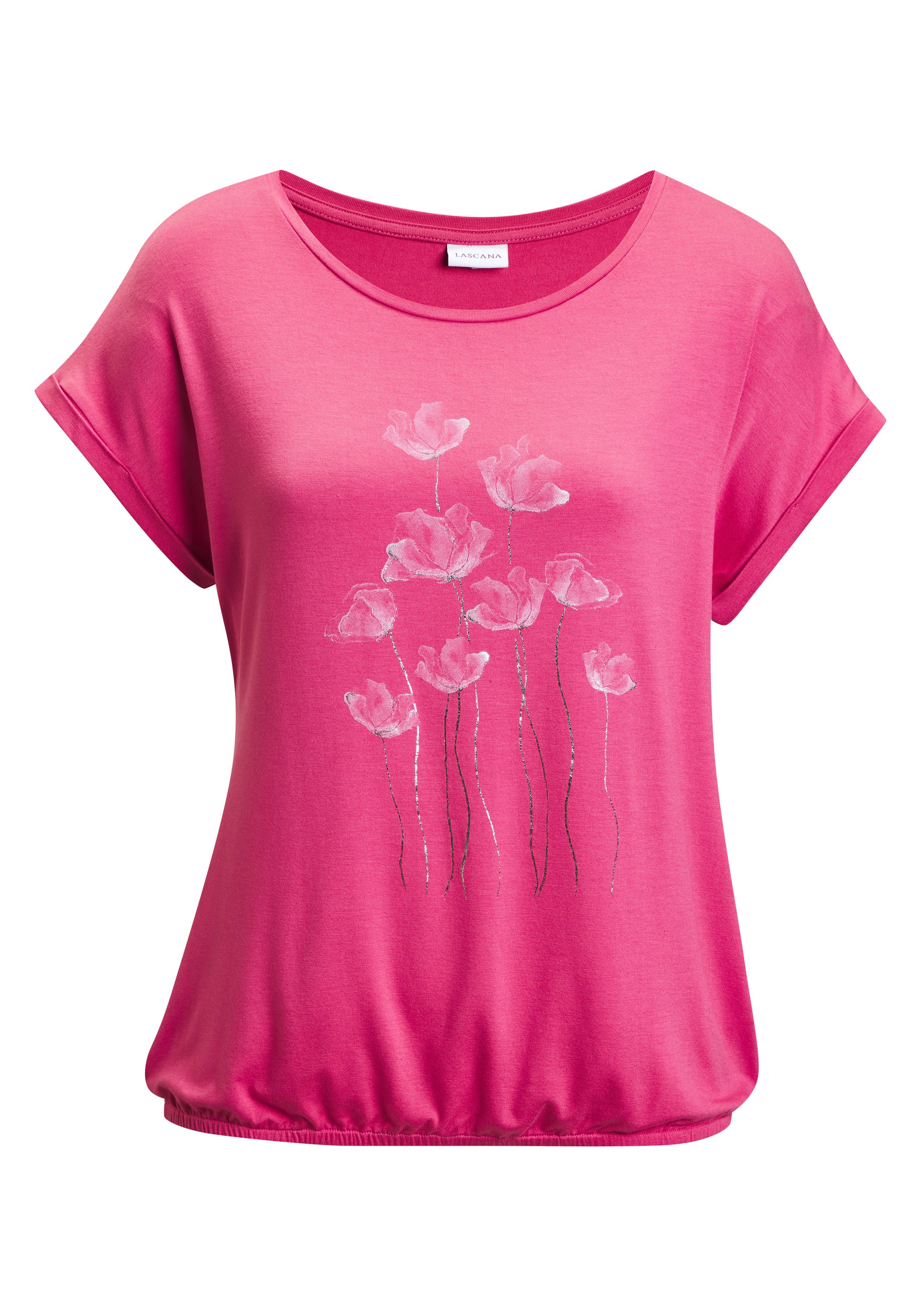 Vivance Kurzarmshirt mit floralem Print aus luftigem Viskose-Stretch. € 24,99, (€ 24,99 pro 1 Stk).