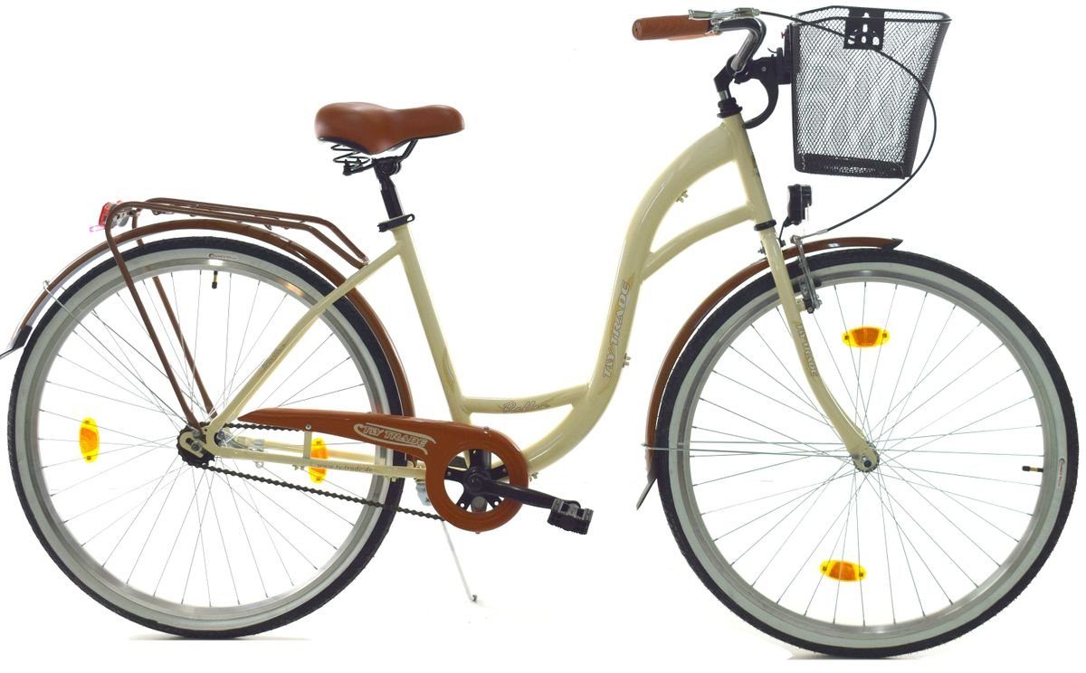 T&Y Trade Cityrad 28 Zoll Damen Mädchen City Fahrrad Bike Rad STVO Reflex Beige 1 Gang, 1 Gang, Rücktritt, Gepäckträger, Licht, Seitenständer, Korb