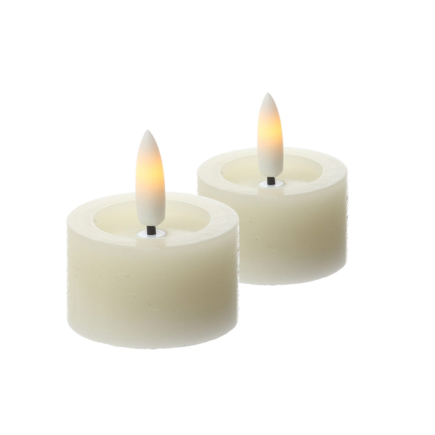 Adilina LED-Teelicht LED Teelichter Lina Rustik Optik mit Batterien Echtwachs 4,5cm 2Stück, LED Classic, warmweiß (2100K bis 3000K) – Bild 2 von 5