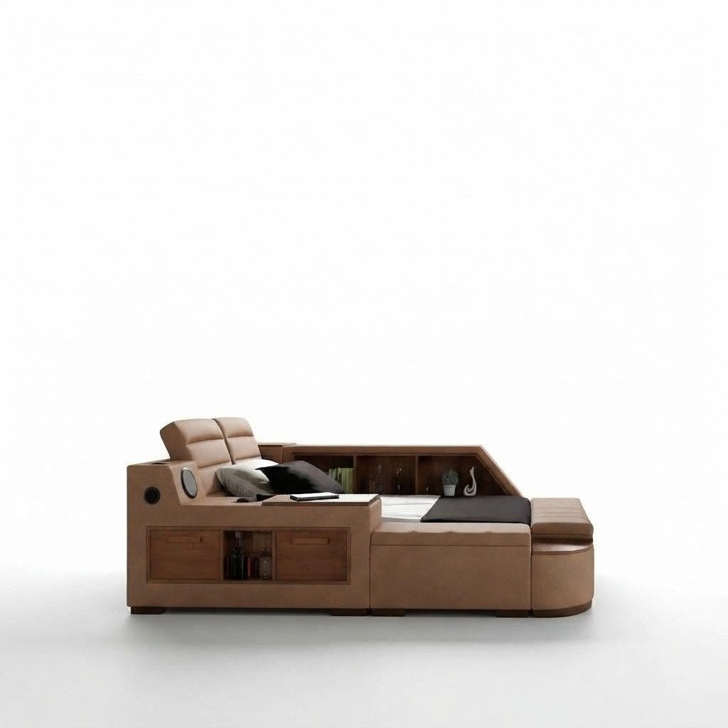 Xlmoebel Multimediabett Multifunktions-Doppelbett mit modernem Design und Komfort (Bett, 1-tlg., Bett), Hergestellt in Europa
