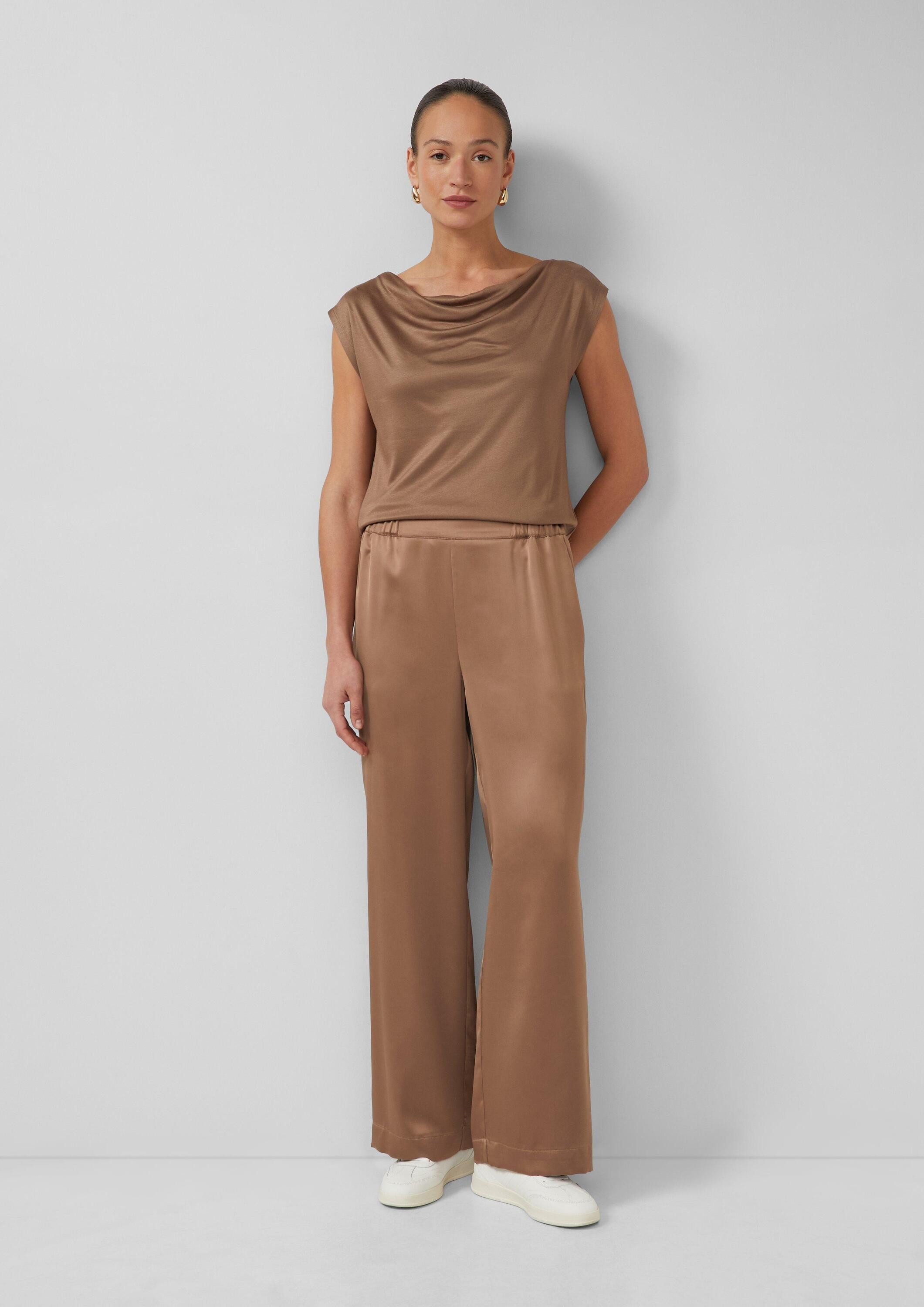 s.Oliver 7/8-Hose Hose Satinierte Wide-Leg-Hose mit Elastikbund