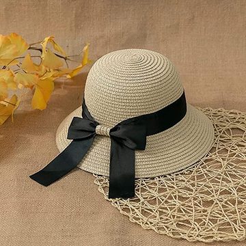 AquaCool Sonnenhut Strohsonnenhut für Frauen, Sommer faltbarer Sonnenhut UPF 50+ (1-St., Schleifenknoten Dekoration) Hut mit breiter Krempe und Sonnenschirm für den Strand