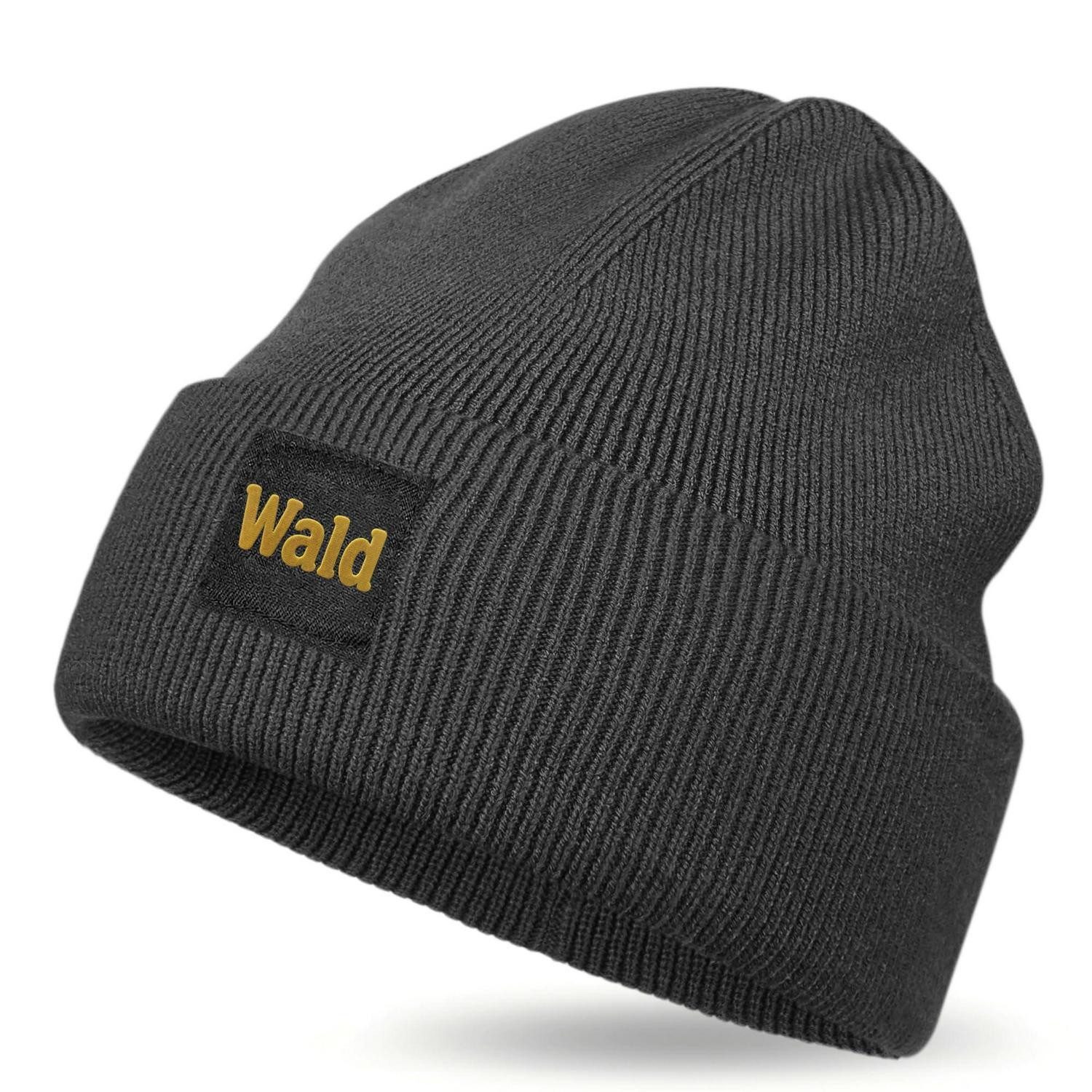 Strickmütze Beanie Herren Damen Strickmütze Softshellgarn Umschlagbund Schwarz