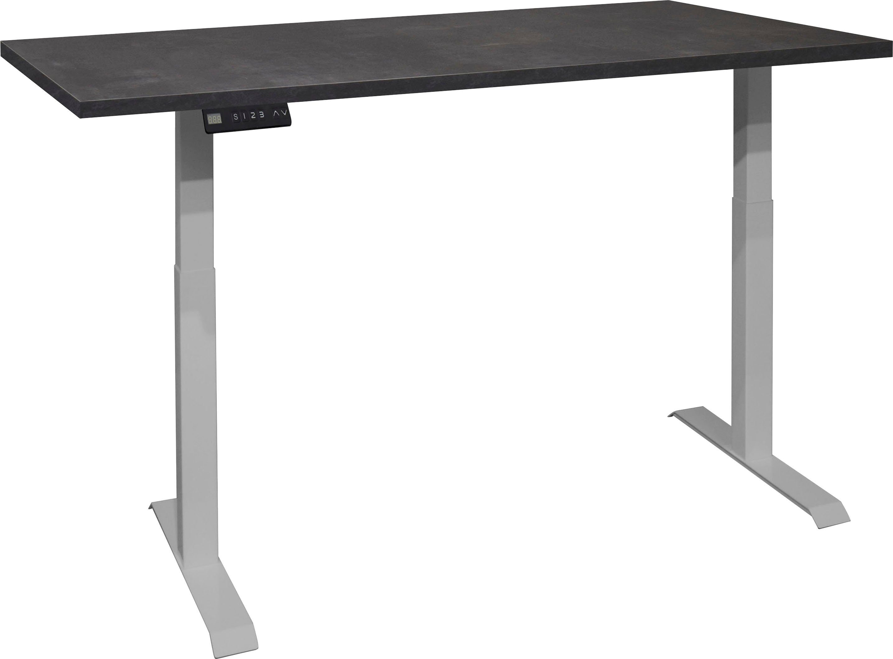 Mäusbacher Schreibtisch Big System Office, Breite 160 cm, elektrisch höhenverstellbar silber / schwarzstahl | schwarzstahl | Schreibtische