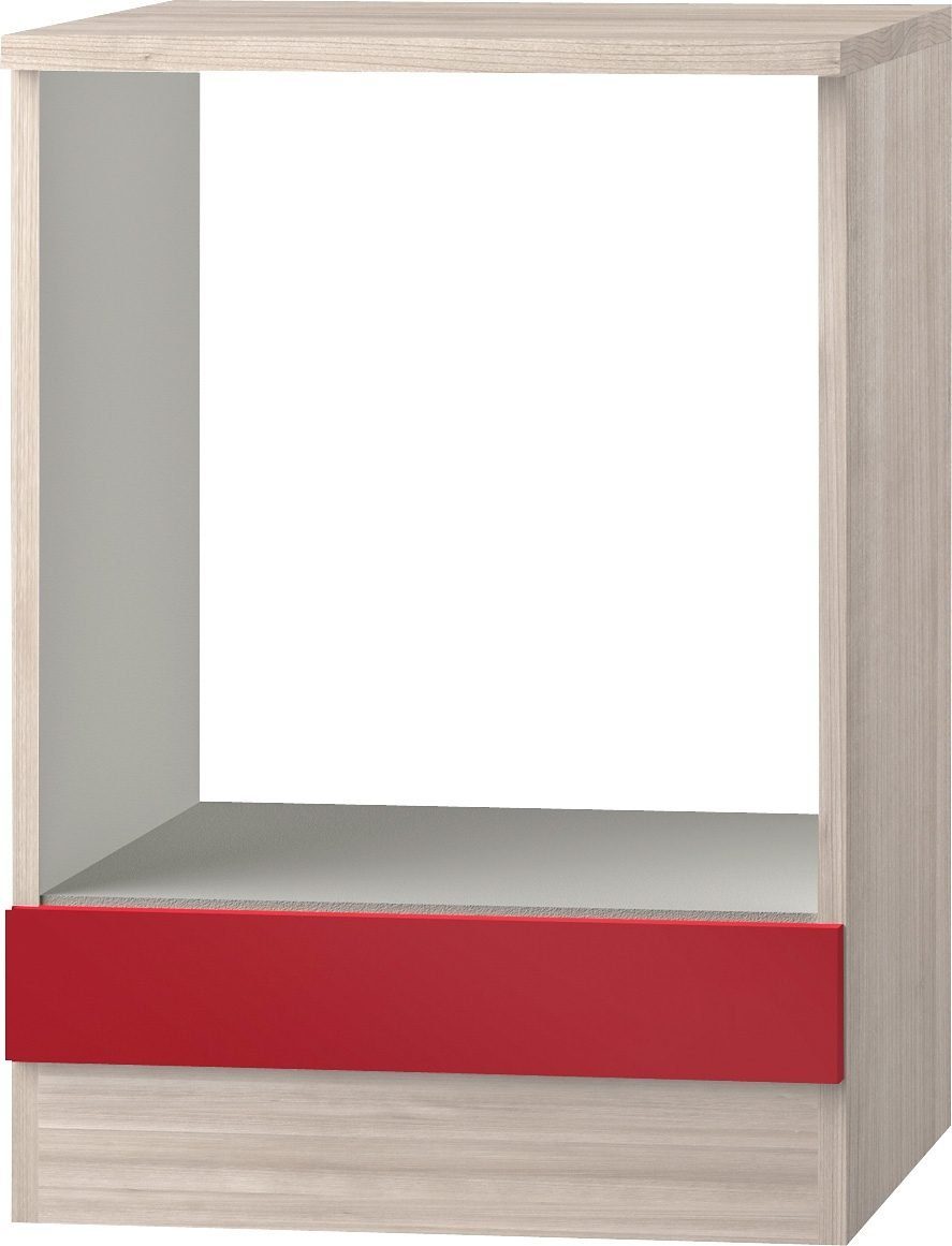 OPTIFIT Herdumbauschrank Breite rot Glanz Faro, 60 cm