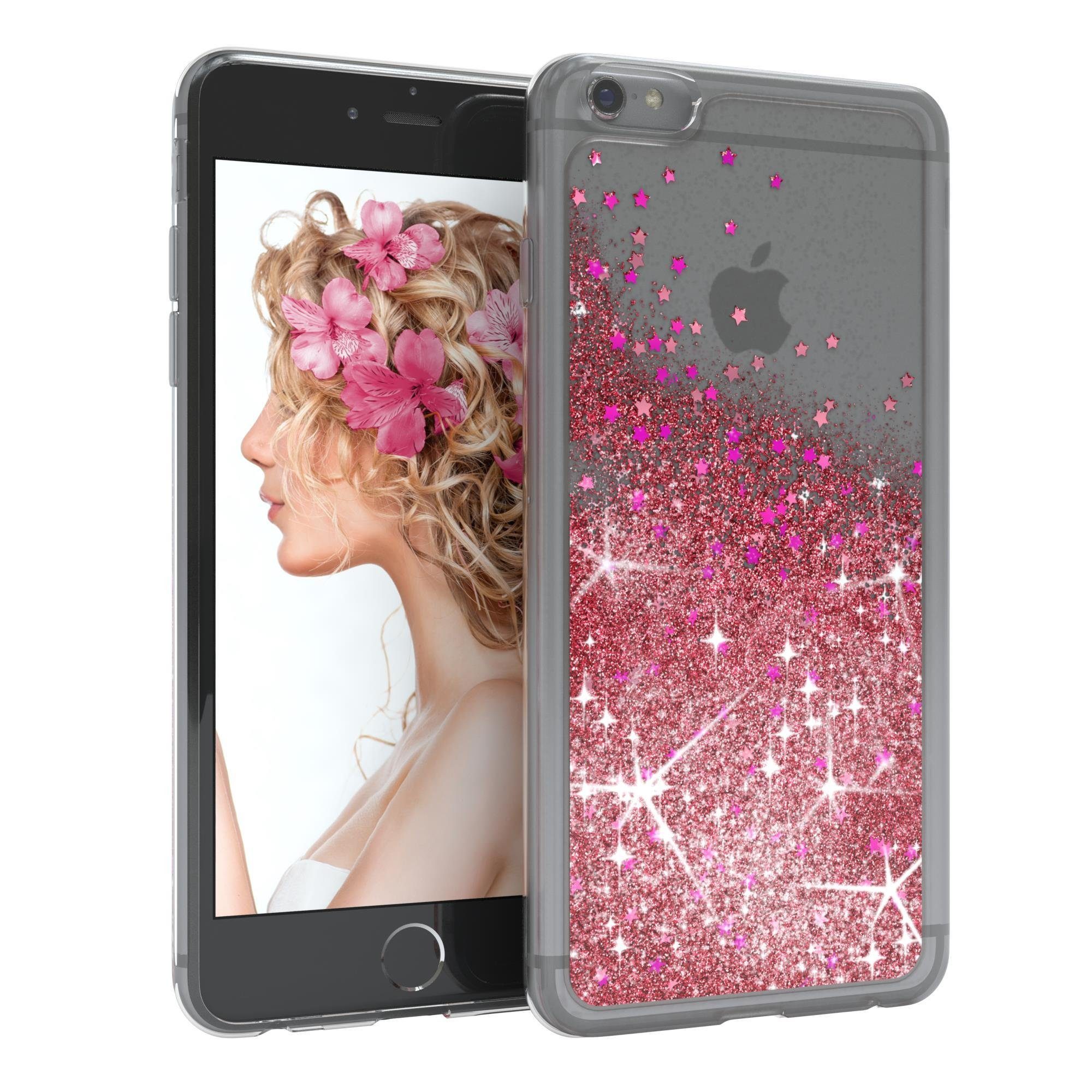 EAZY CASE Handyhülle Liquid Glittery Case für iPhone 6 / iPhone 6S 4,7 Zoll, Hülle Glitzer Flüssig durchsichtig Phone Case stoßfestes Etui Rosa