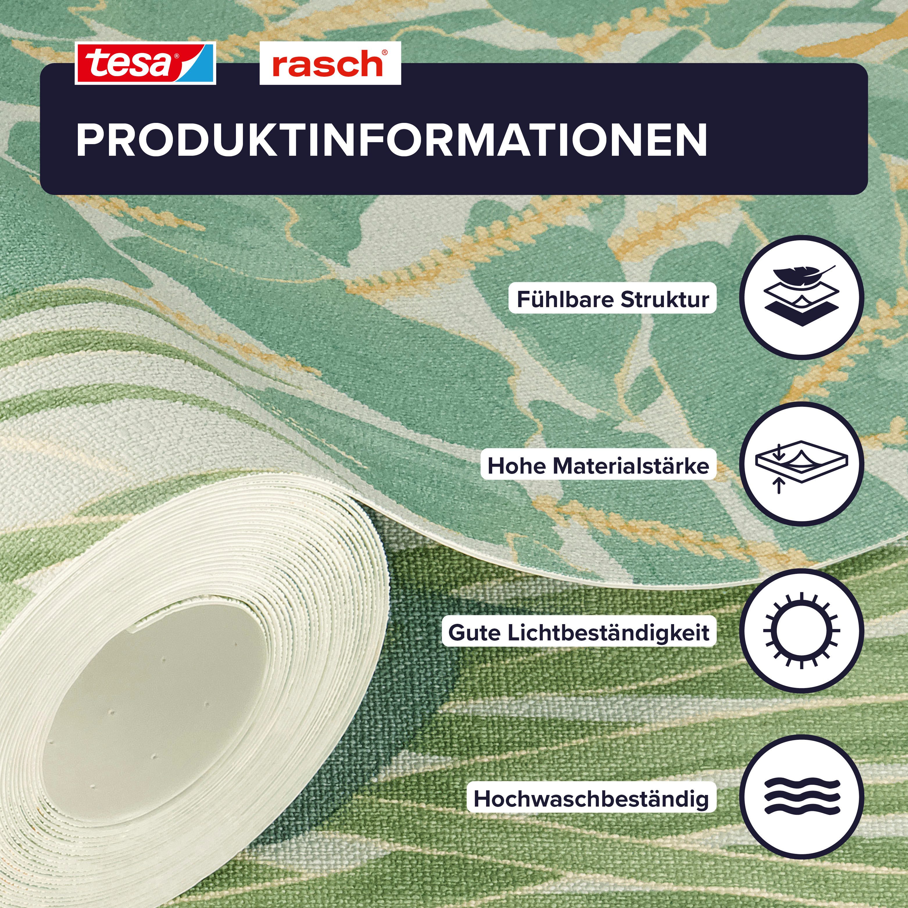 Rasch Vliestapete Wildscape - Selbstklebende Tapete Blumen von tesa® x rasch®, strukturiert, floral, geblümt, botanisch, (1 St), selbstklebend, 6,00m x 0,53m