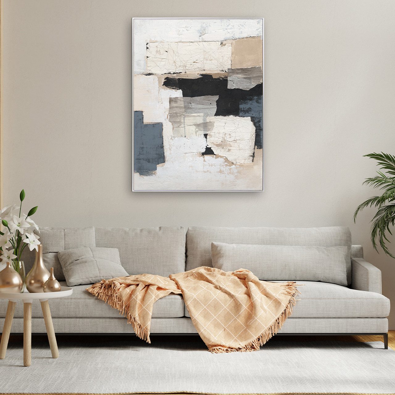 ArtUniverse Gemälde Facets in Natural Shades 90 x 120 cm, Abstrakt