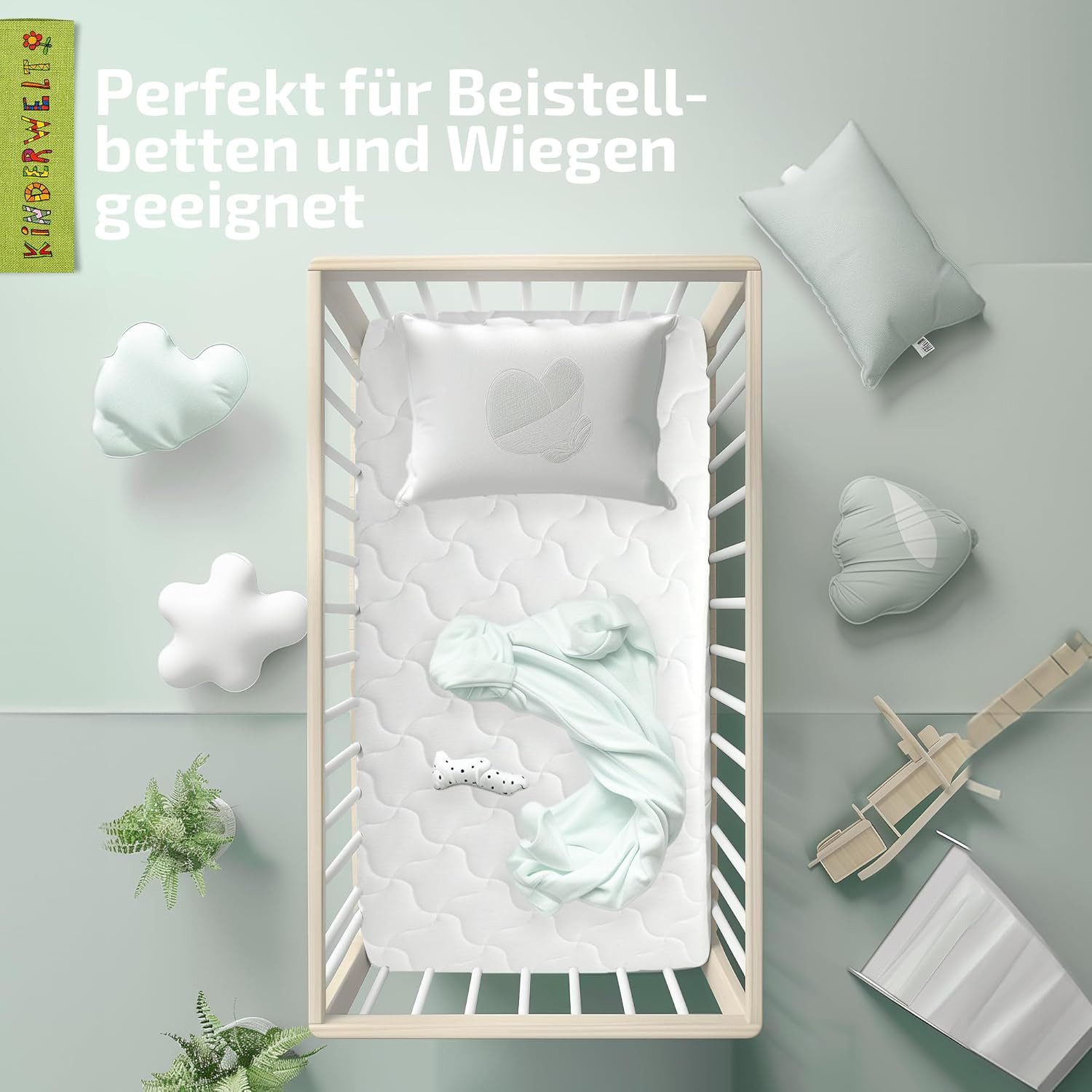 Babymatratze Baby Schaumkernmatratze mit Komfortbezug gesteppt Matratze 40 x 90 x, KiNDERWELT, 10 cm hoch