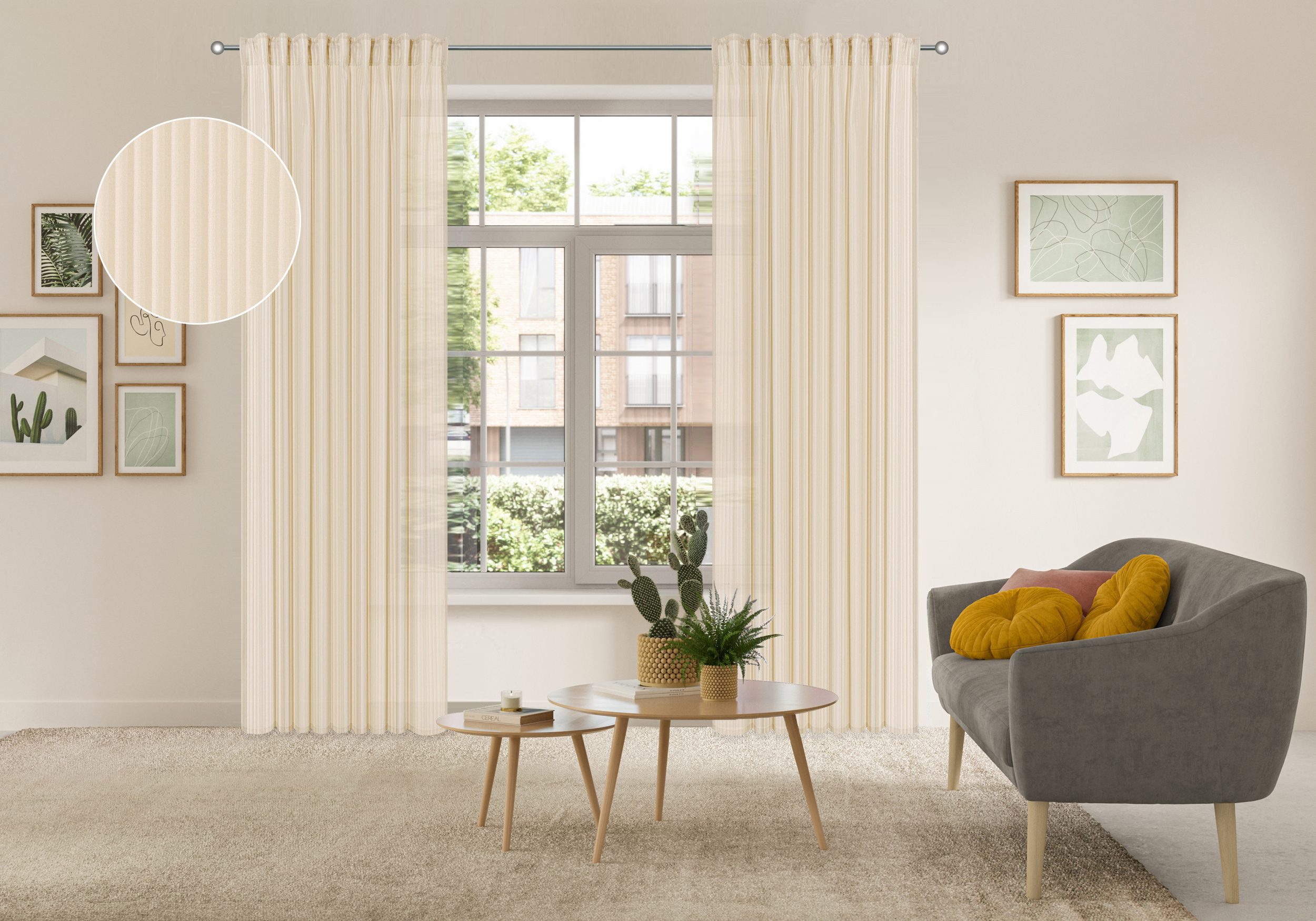 OTTO home Gardine Fritty (2 St), Multifunktionsband, transparent, Ausbrenner, Multifunktionsband, transparent, moderne Längststreifen, Ausbrenner