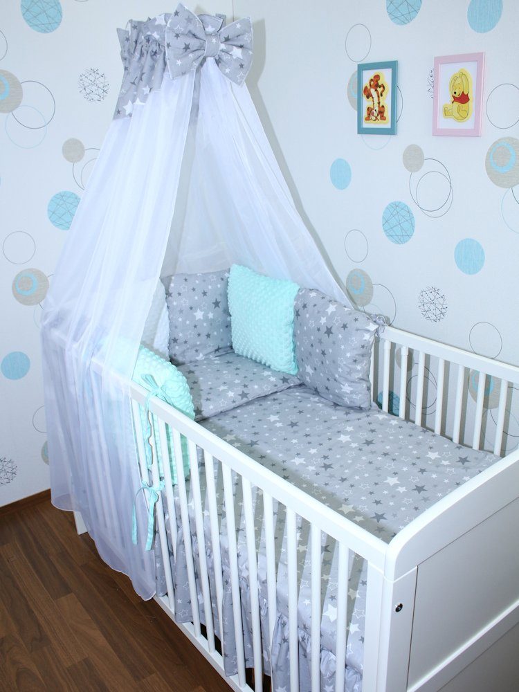 Babybettwäsche Bettwäsche Bettset MINKY - 6 x Kissen -6t -Nestchen Chiffon Himmel -6