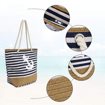 AquaBreeze XL-Strandtasche Große Strandtasche mit Reißverschluss und Innentasche (Wasserdicht Strandtasche, Einkaufstasche Shopper), Für Damen, Schultertasche Einkaufstasche