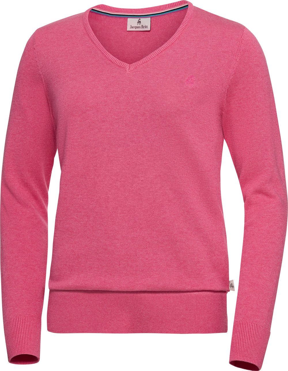 Jacques Britt V-Ausschnitt-Pullover Hautsympathisch und formstabil dank 100% Baumwolle