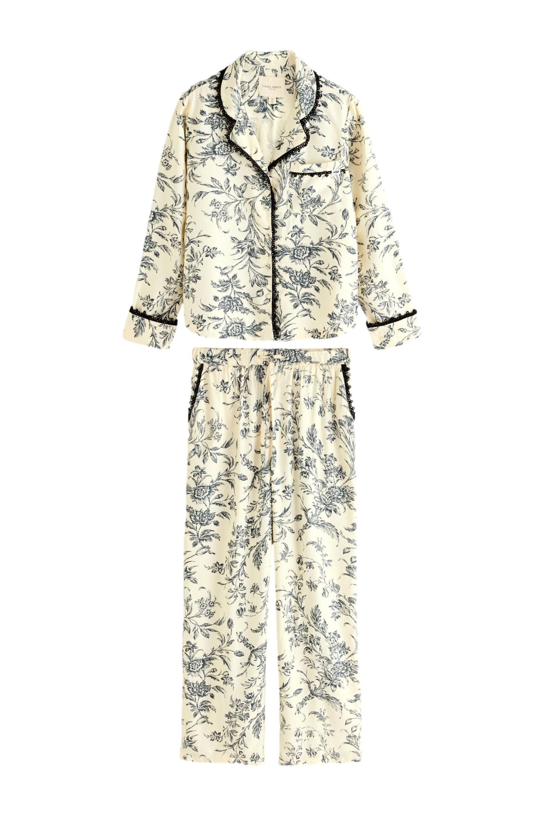 Pyjama Laura Ashley Viskose-Schlafanzug mit Knopfleiste