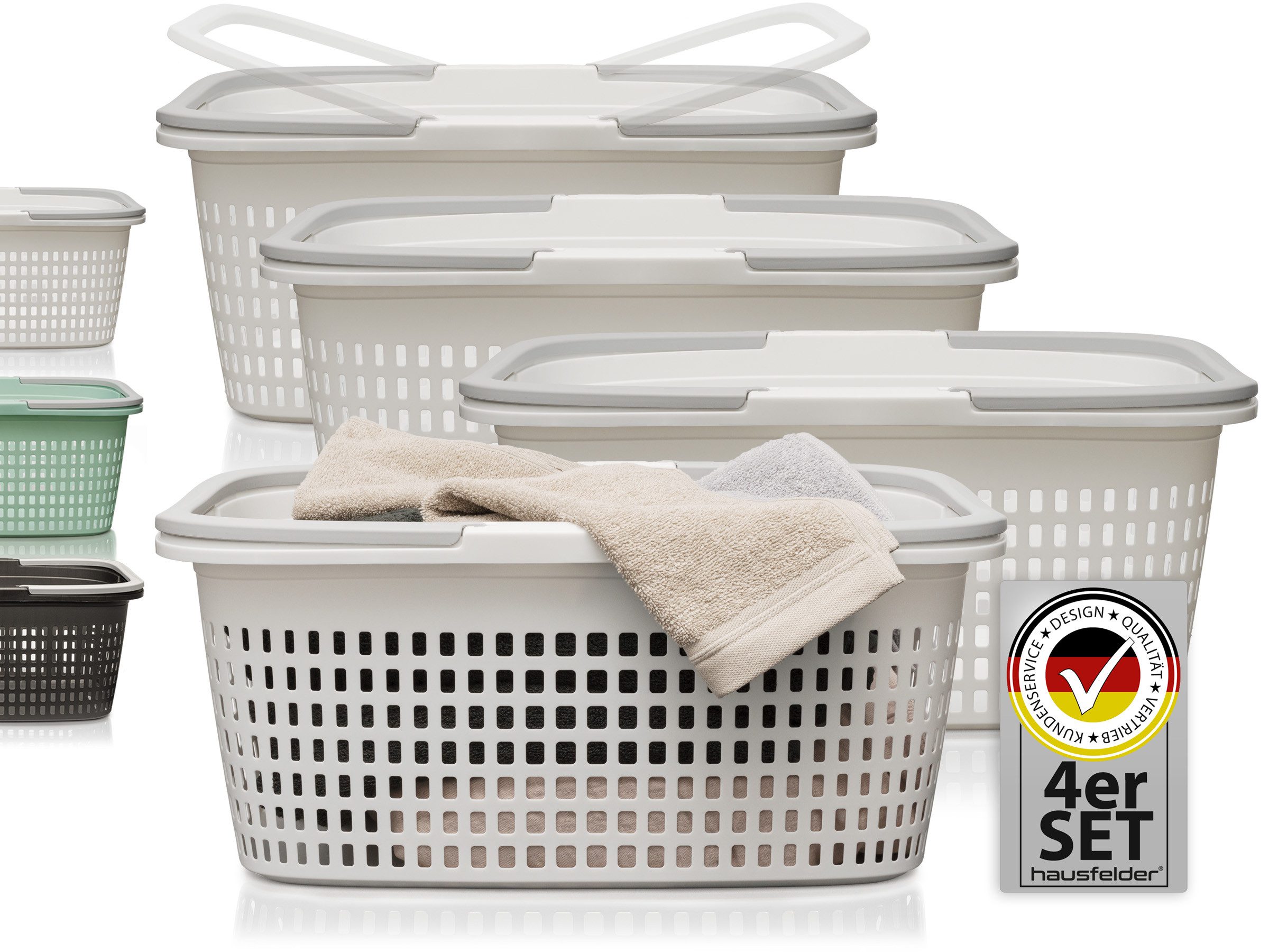 Hausfelder Wäschekorb Wäschewanne 58x37x25cm (Weiß, 4 günstig online kaufen